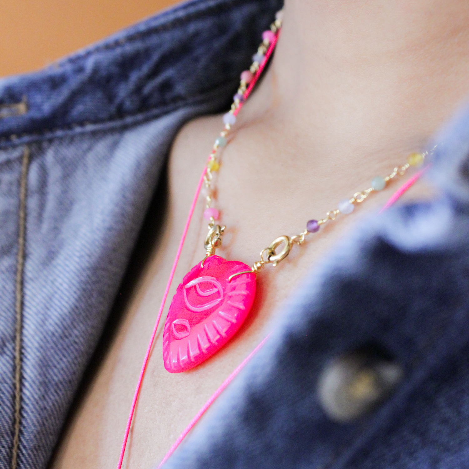 Collier cœur pierres fines - carla L'ATELIER DES DAMES Doré