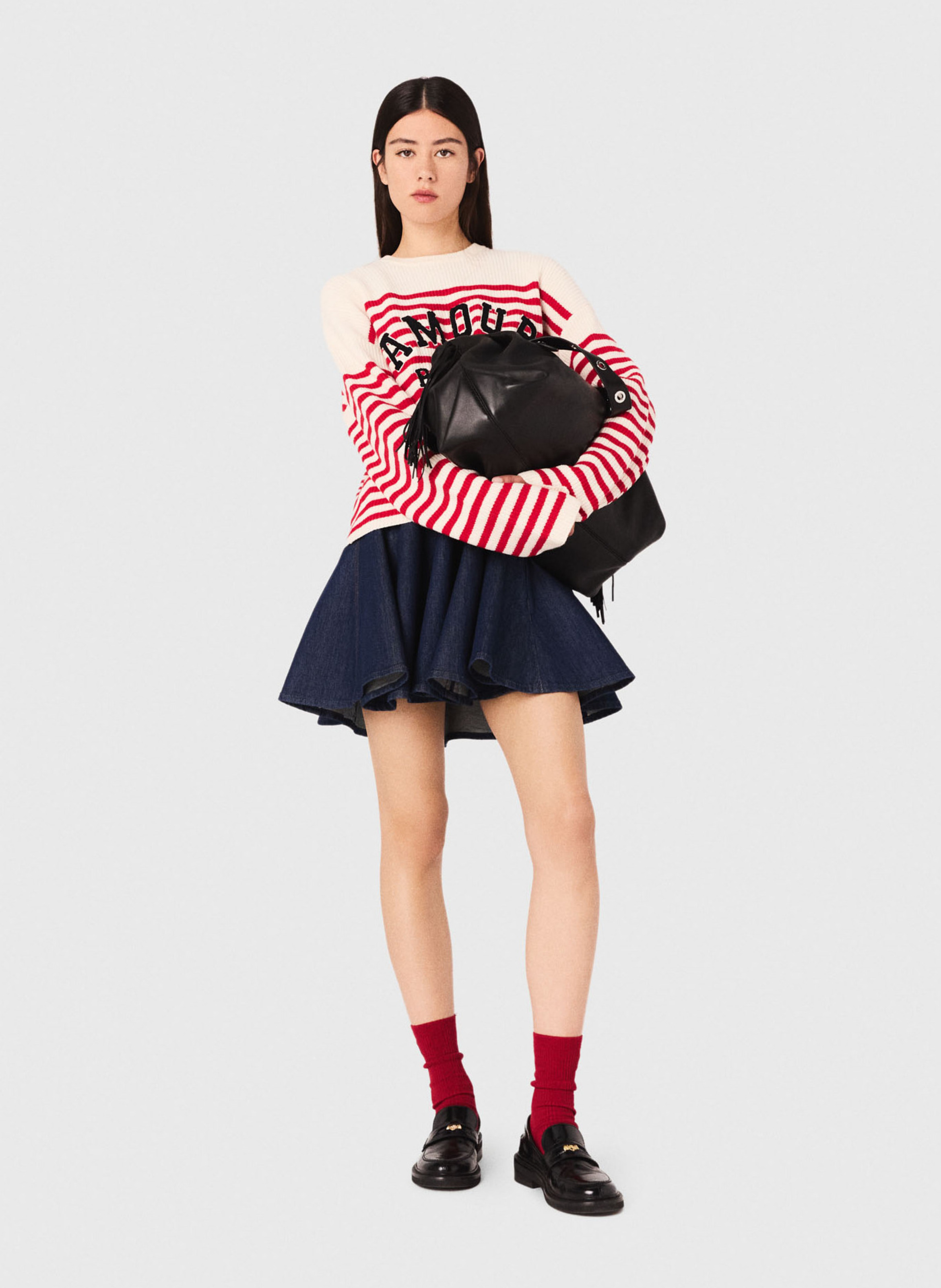 Sweat col rond en laine mélangée MAJE Beige