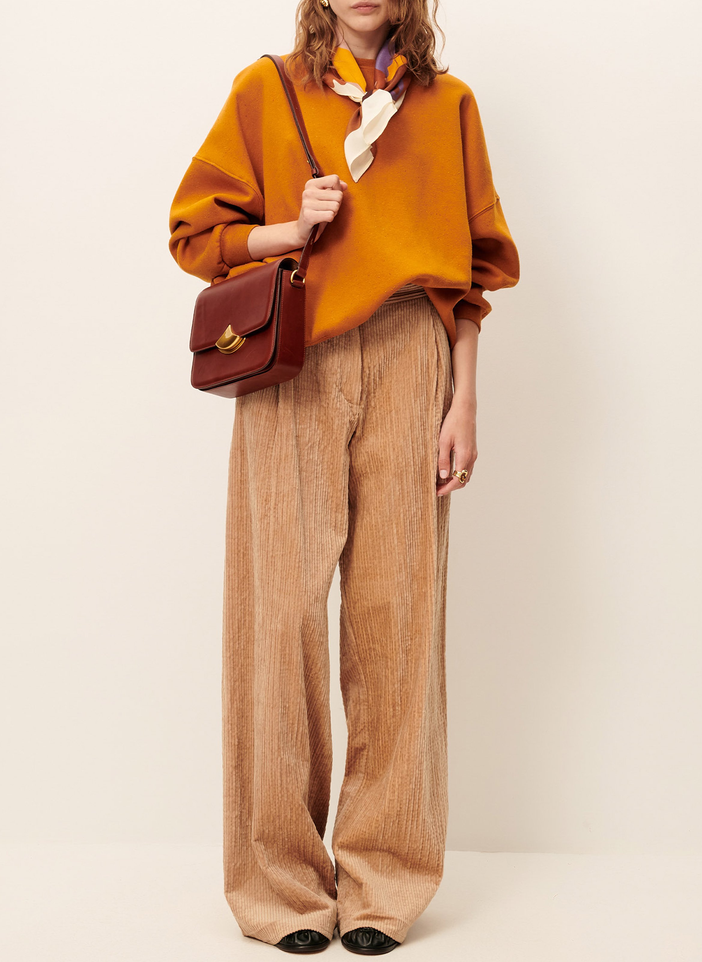 Sweat ample col rond en coton mélangé SESSUN Orange