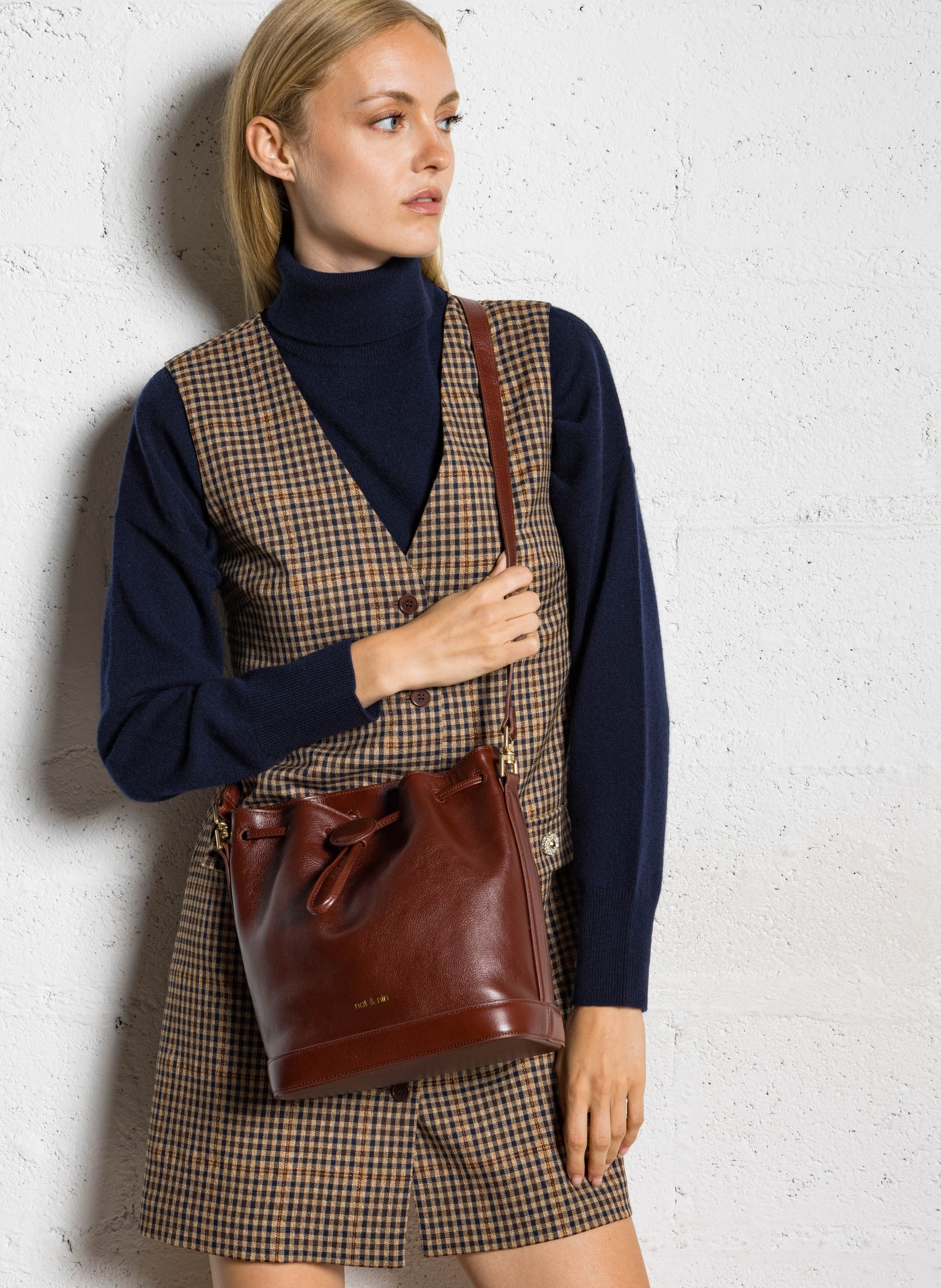 Beuteltasche aus Leder NAT & NIN Braun