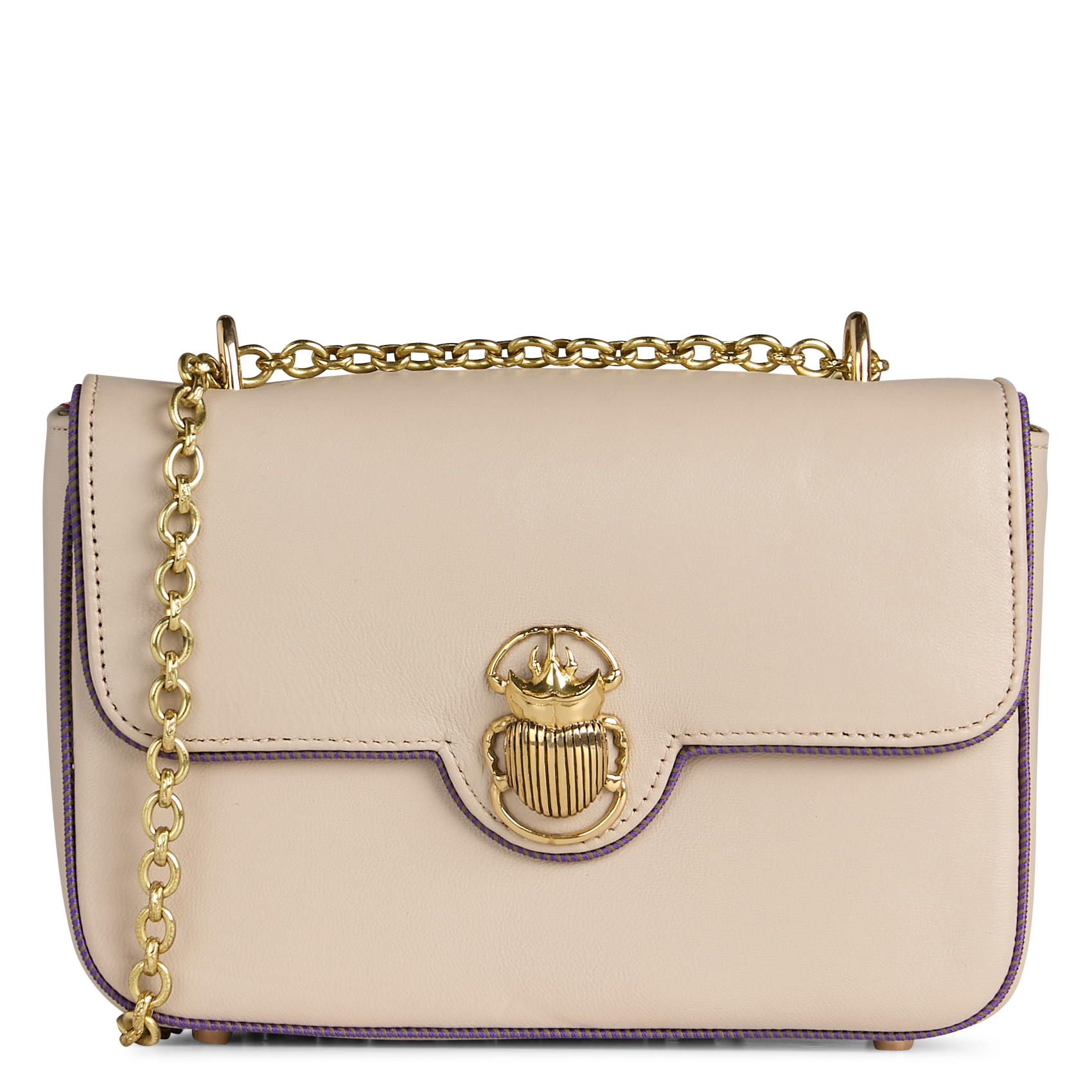 Sac bandoulière en cuir mélangé CLARIS VIROT Marron