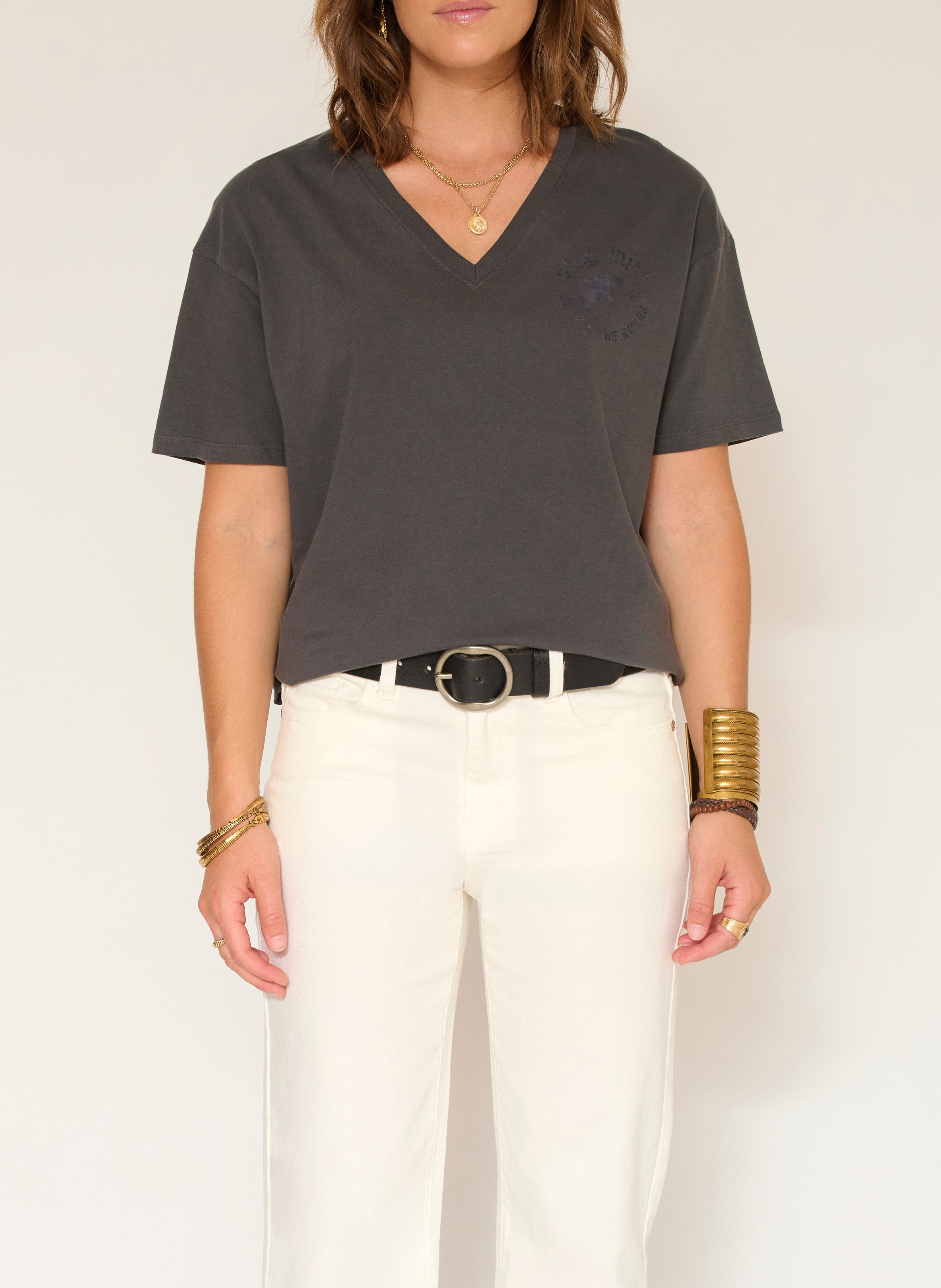 Tee-shirt droit en coton MKT Gris