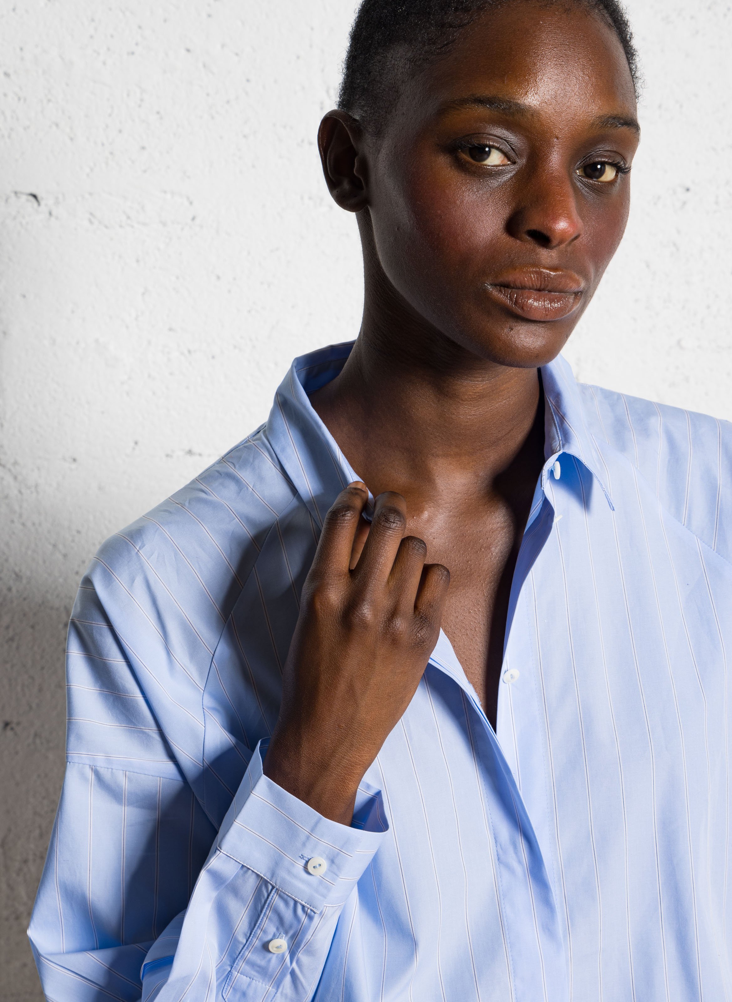 Loose-fit striped cotton shirt BELLEPIECE Blue