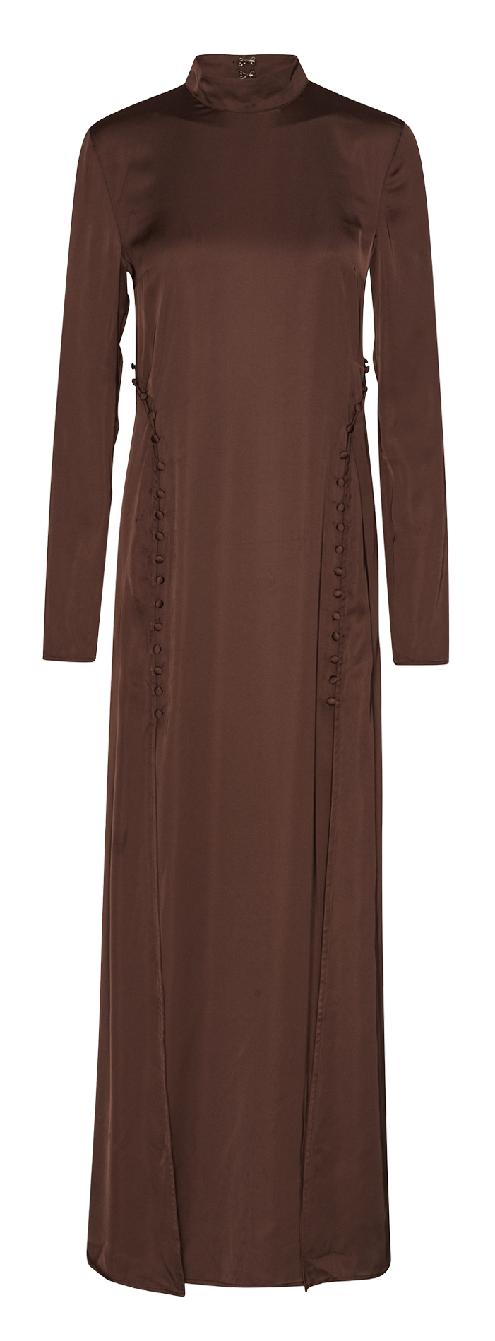 Robe longue col montant en fibres recyclées ROTATE Marron