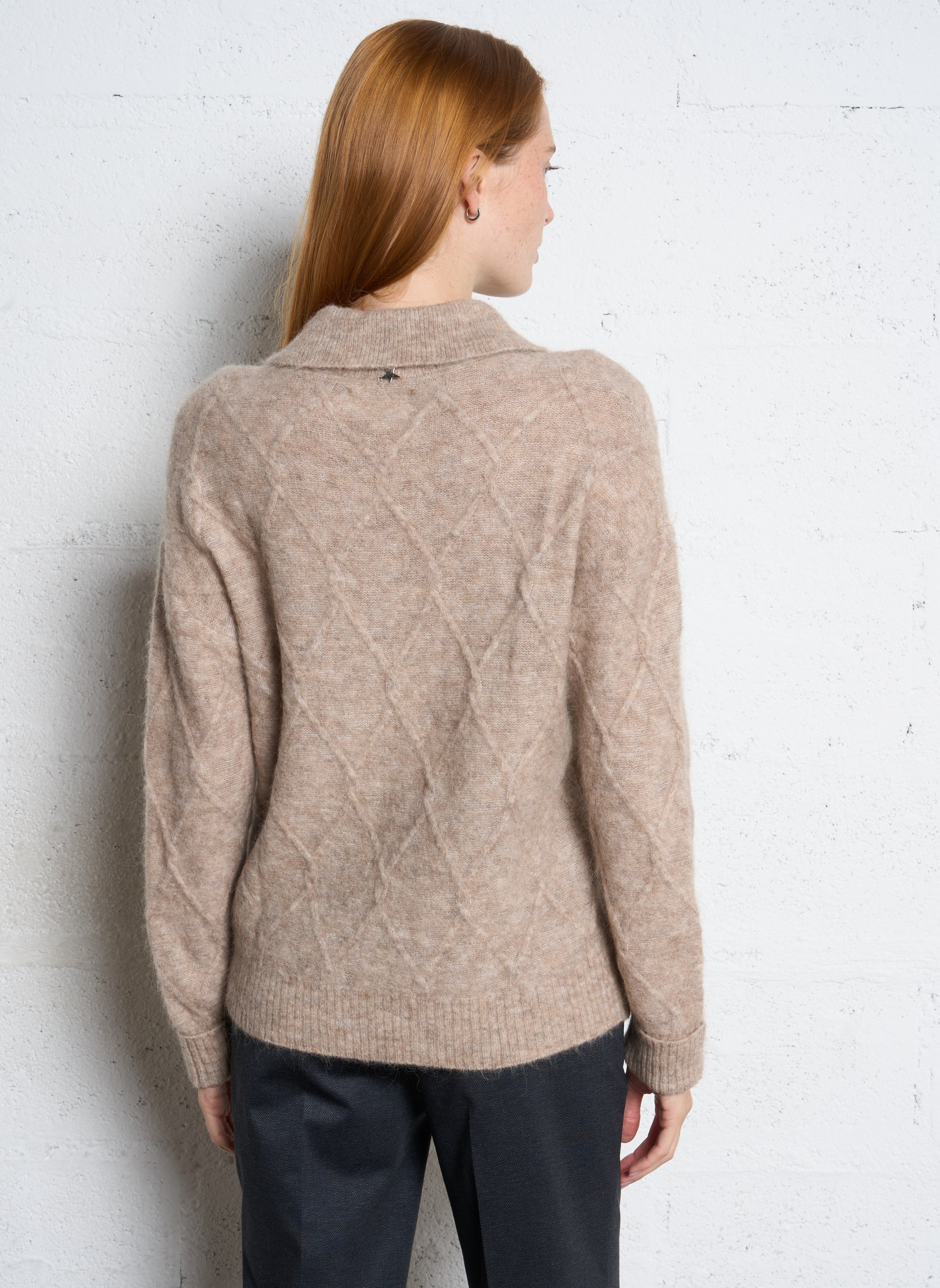 Gerader Pullover mit Polokragen aus Strick SUD EXPRESS Braun