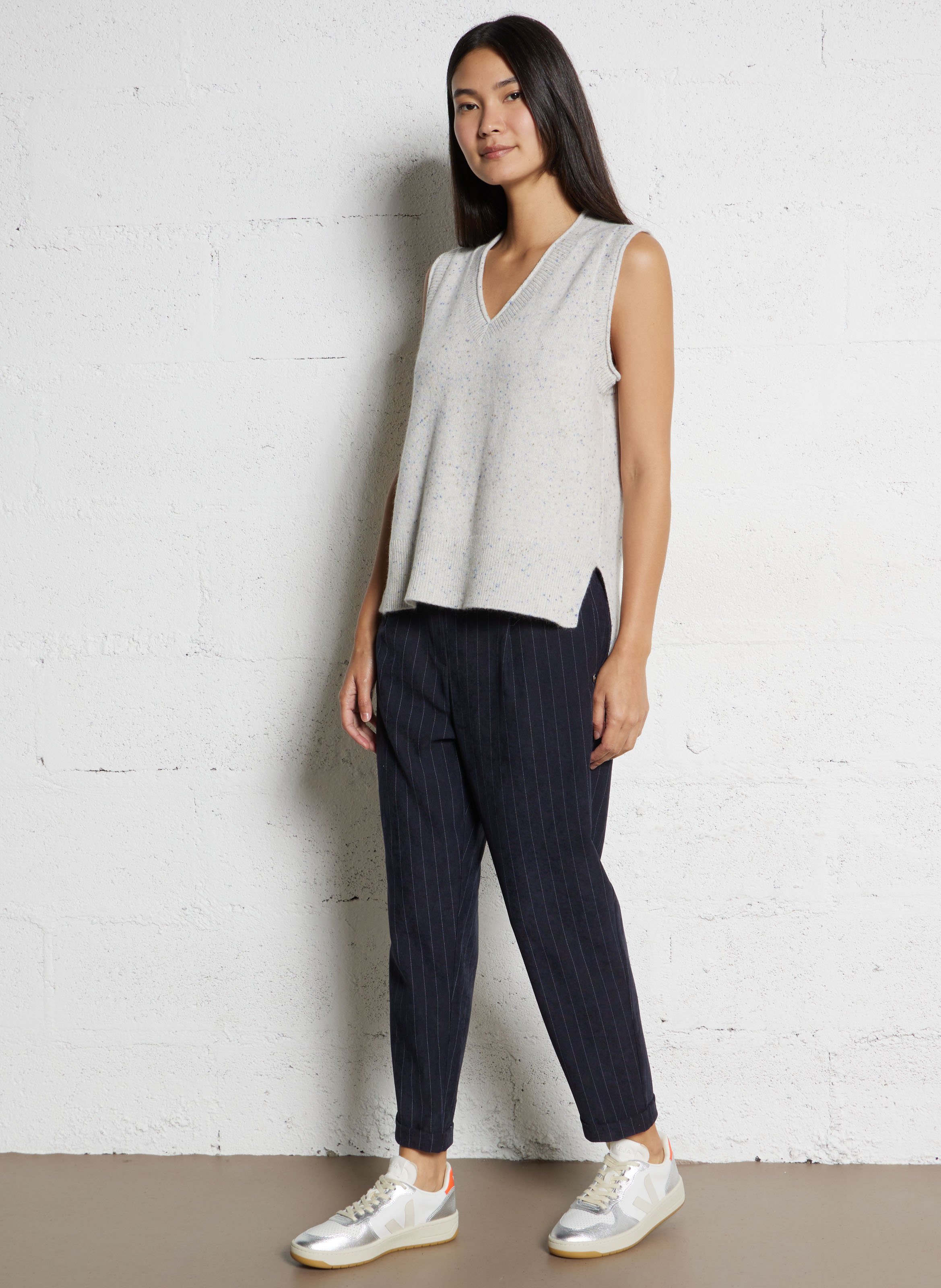 Pantaloln droit en velours PLEASE Bleu