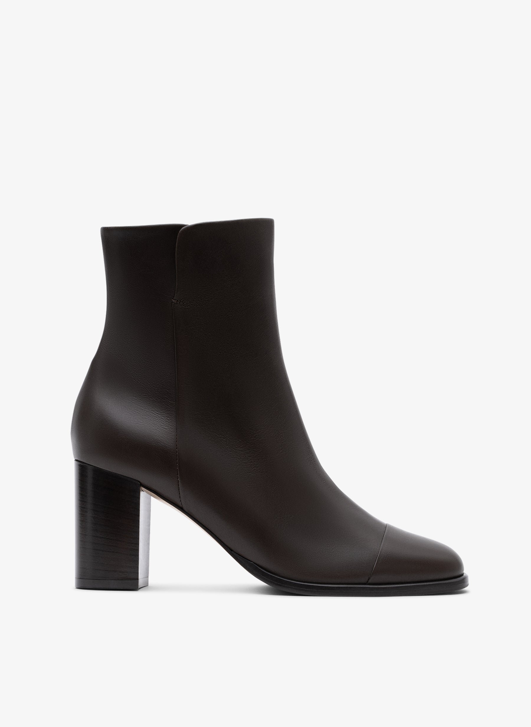 Smooth espresso leather ankle boots PARALLELE PARIS Brown