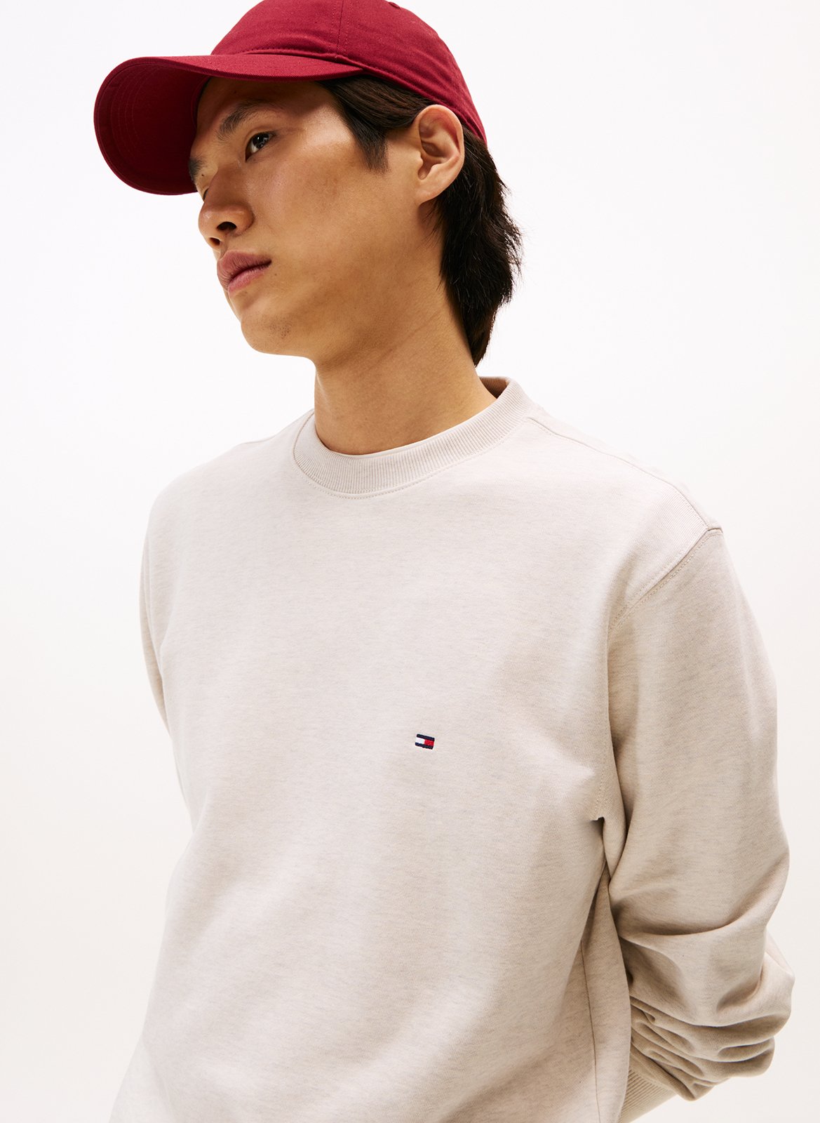 Sweat oversize col rond en coton TOMMY HILFIGER Beige