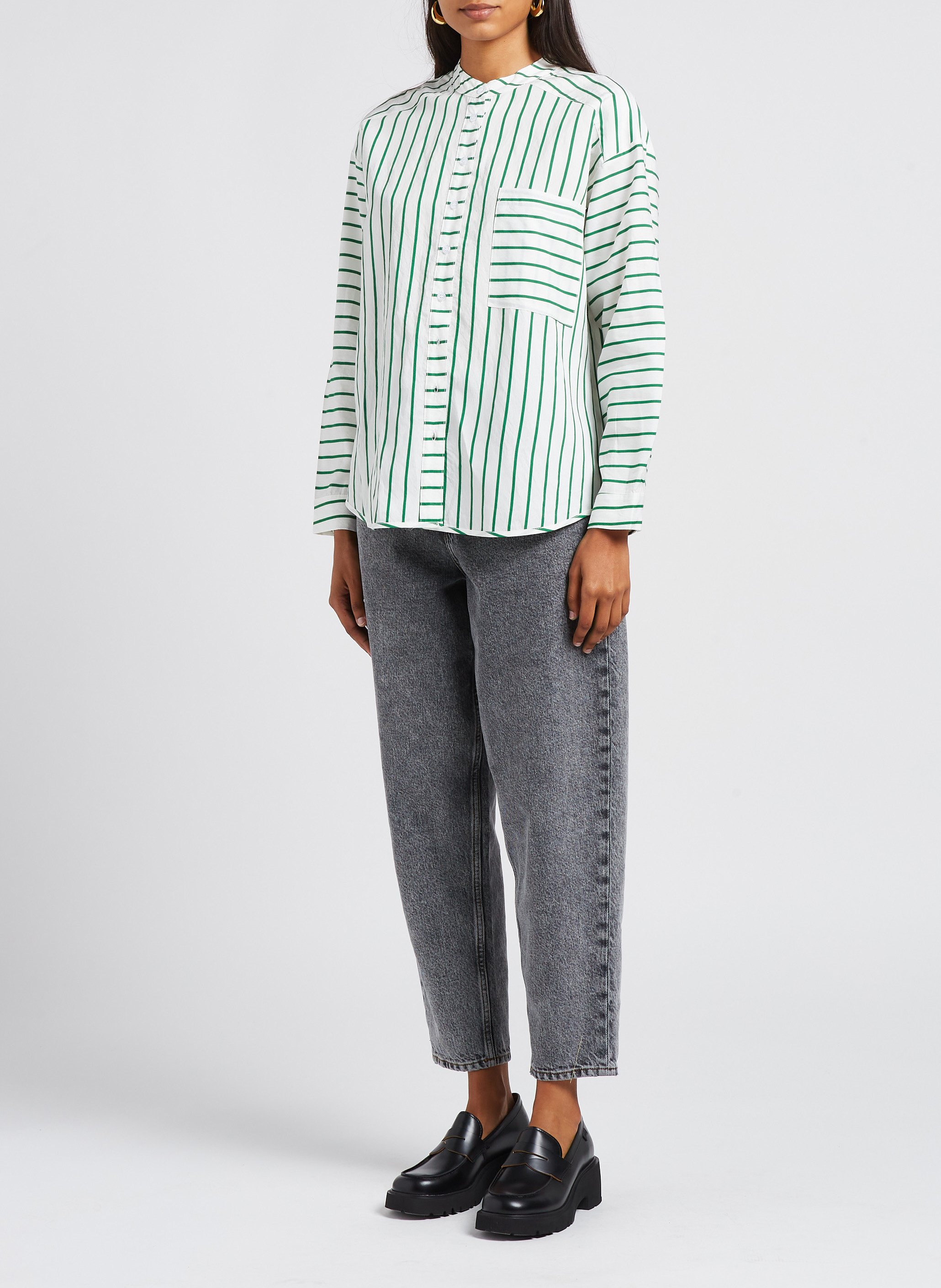 Weite Bluse mit Mao-Kragen INDEE Gestreift