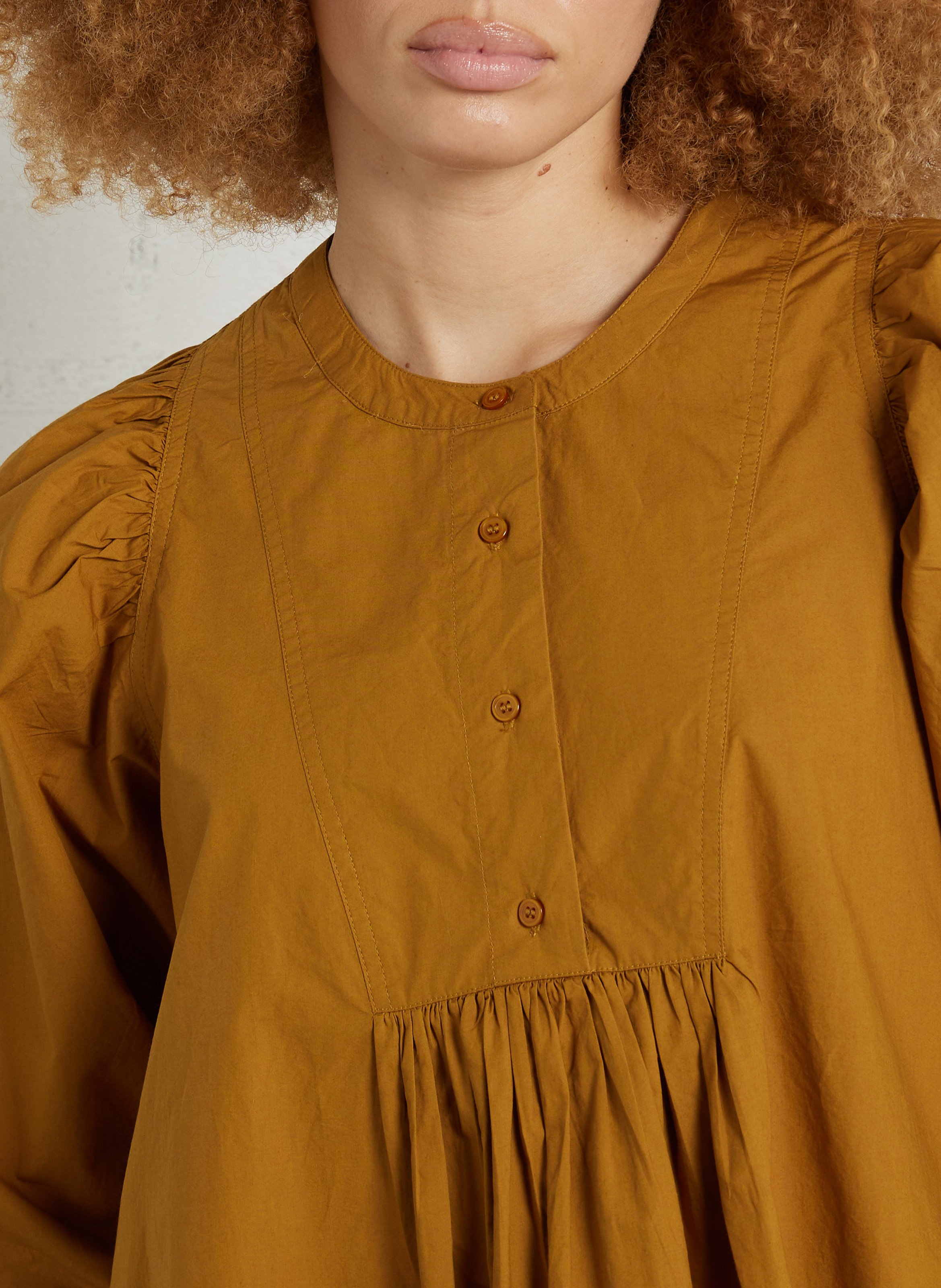 Robe courte col rond en cootn DES PETITS HAUTS Doré