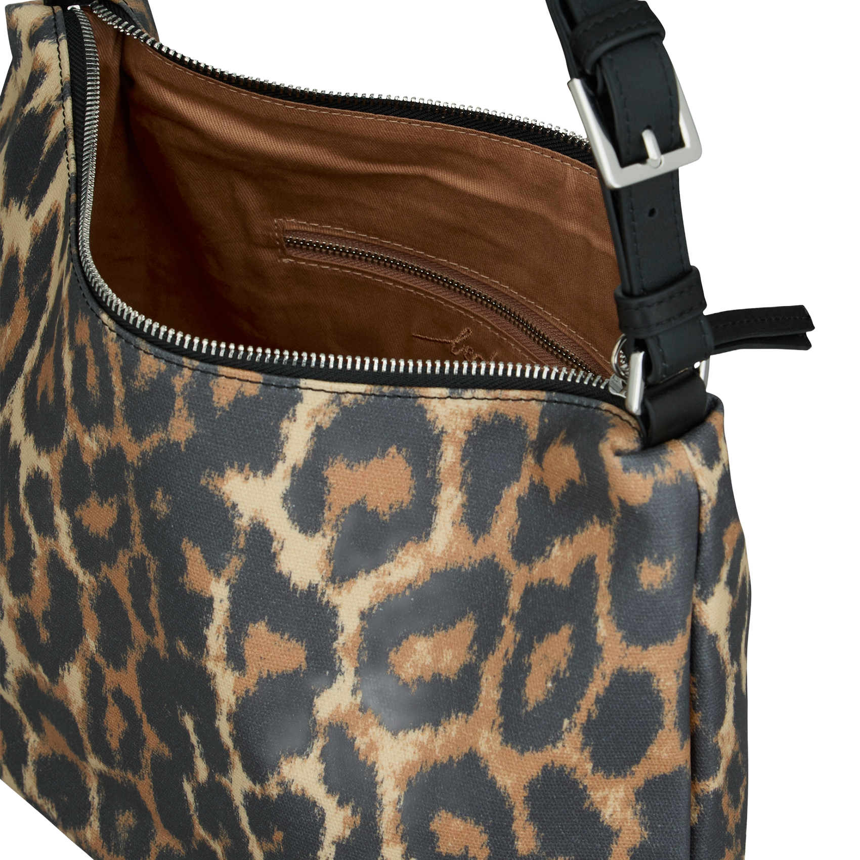 Leopard print cotton shoulder bag BECKSONDERGAARD Black