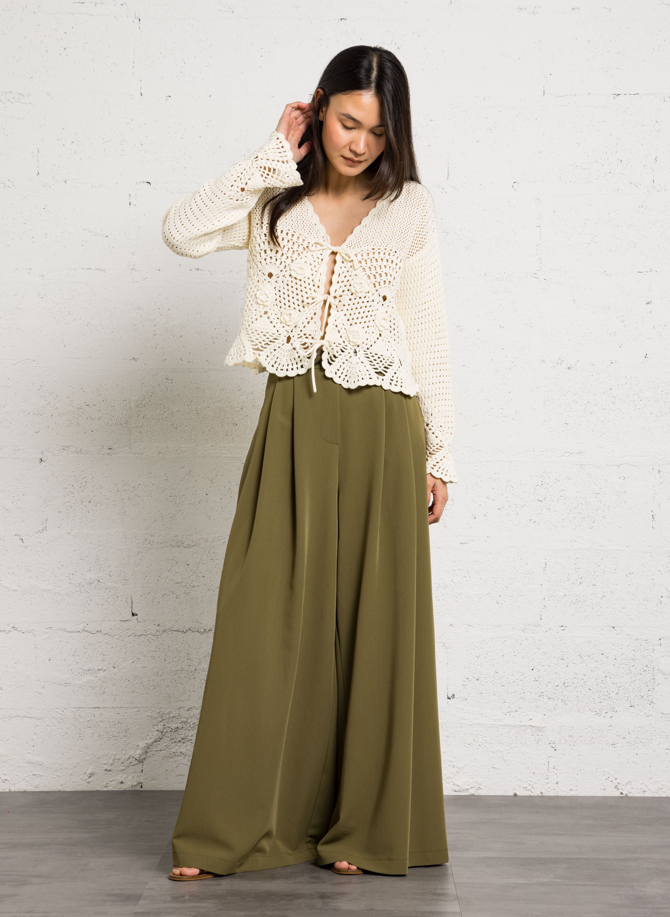 Cardigan droit col V en coton LOUISE MISHA Blanc