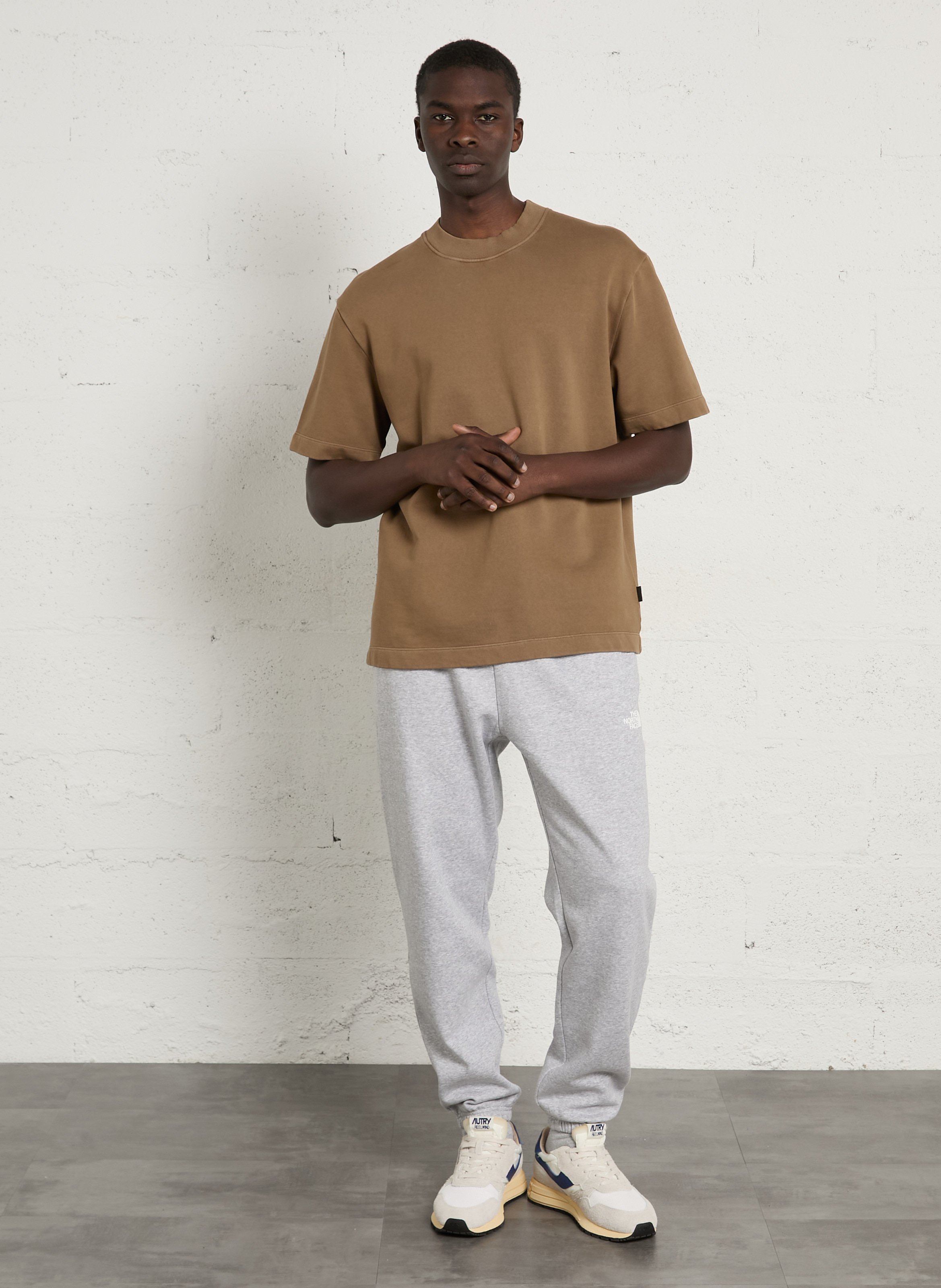 Tee-shirt droit uni en coton MINIMUM Marron