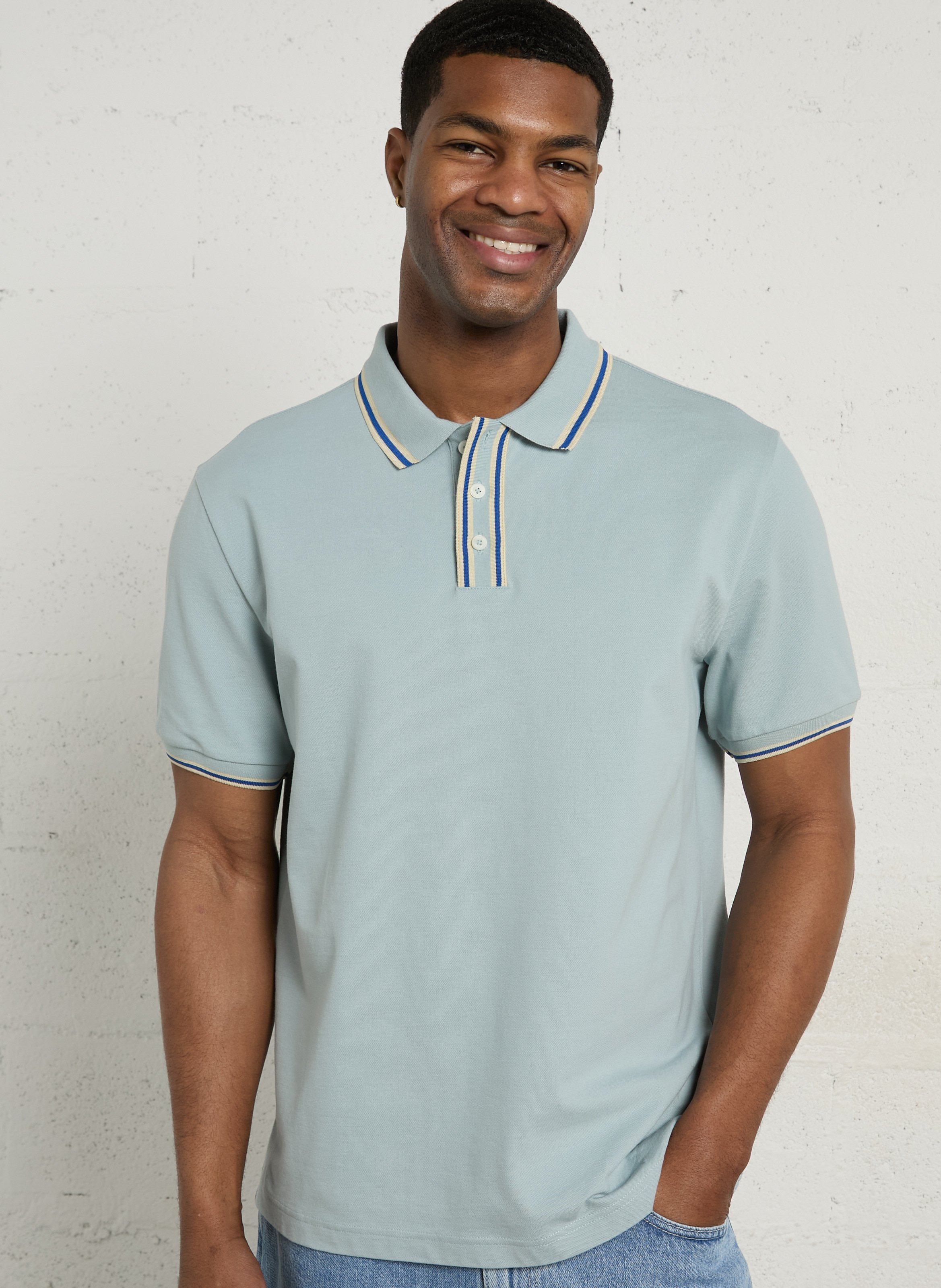 Short-sleeved polo with striped details PAUL SMITH Blue
