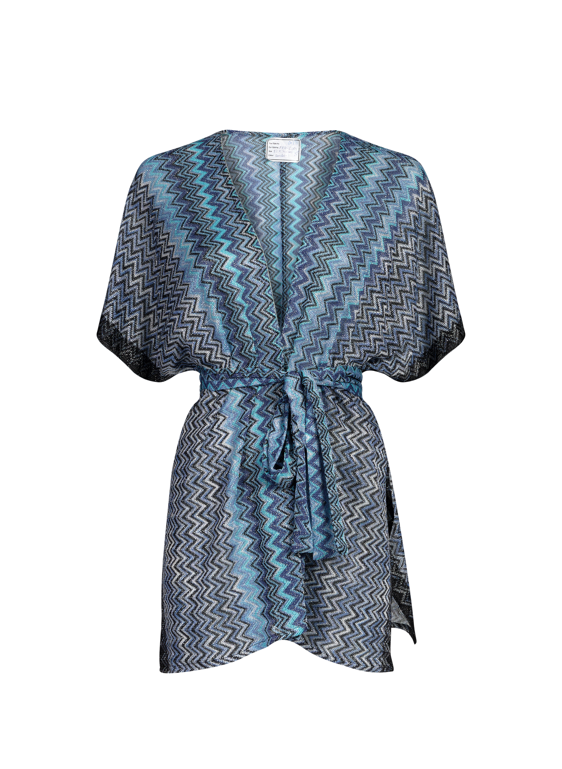 Kimono ceinturé en jacquard métallisé SAISON 1865 Bleu