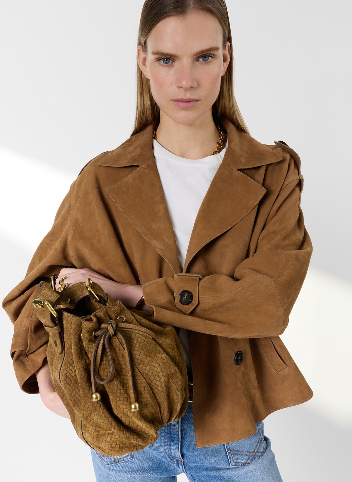 Leather trench coat with tailored collar GERARD DAREL Brown