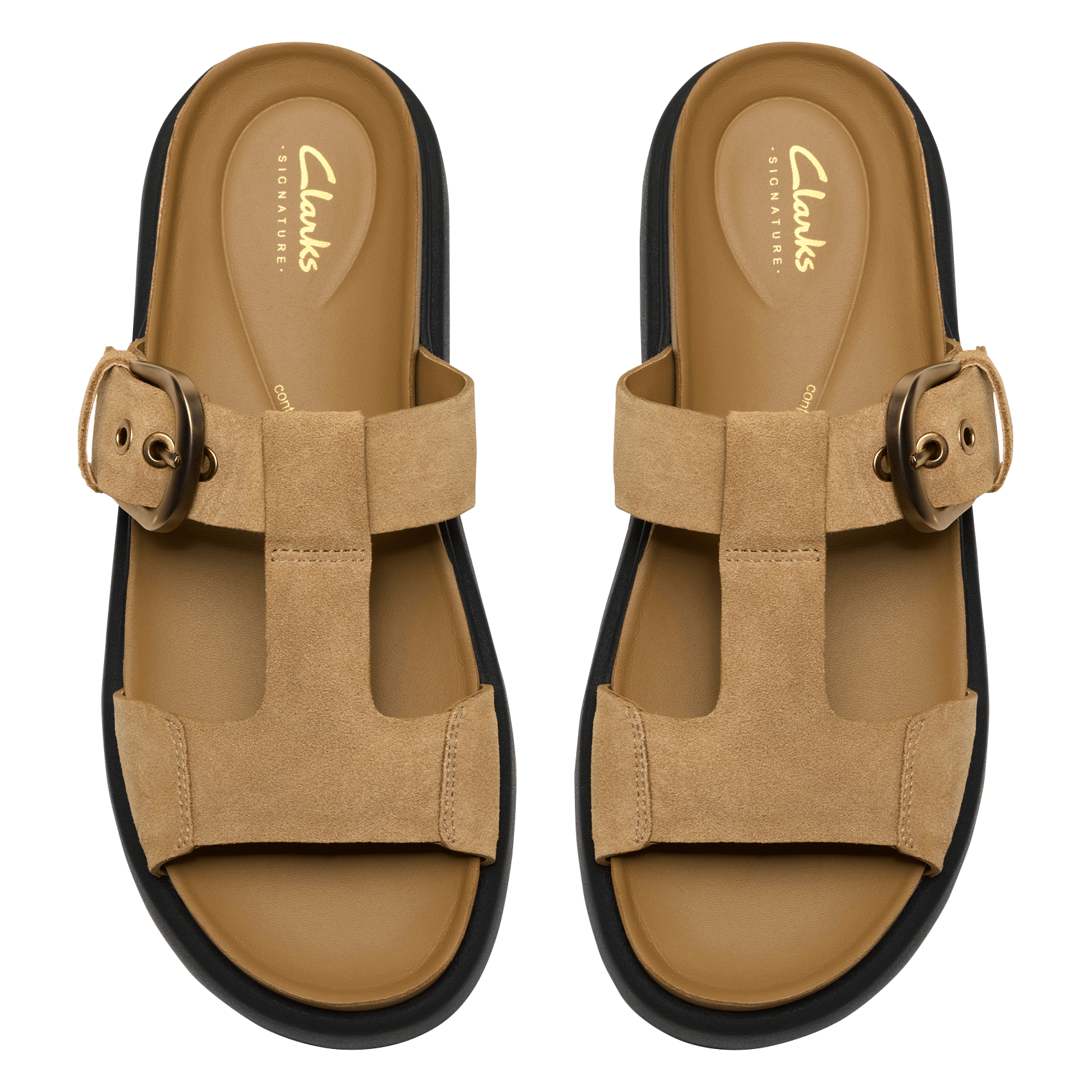 Aouda flat leather sandals CLARKS Brown