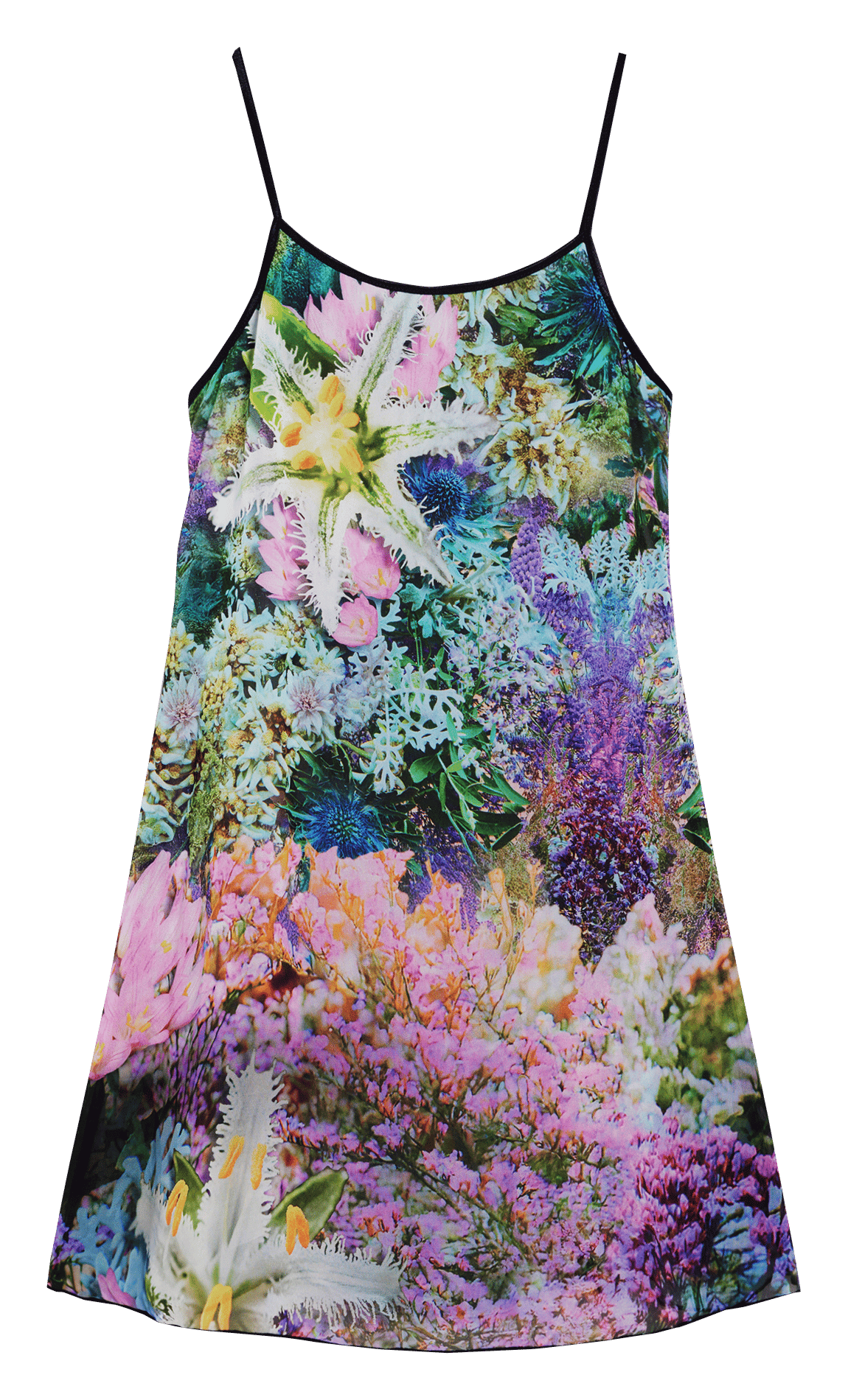 Korte jurk met bloemenprint en ronde hals DESIGUAL Groen