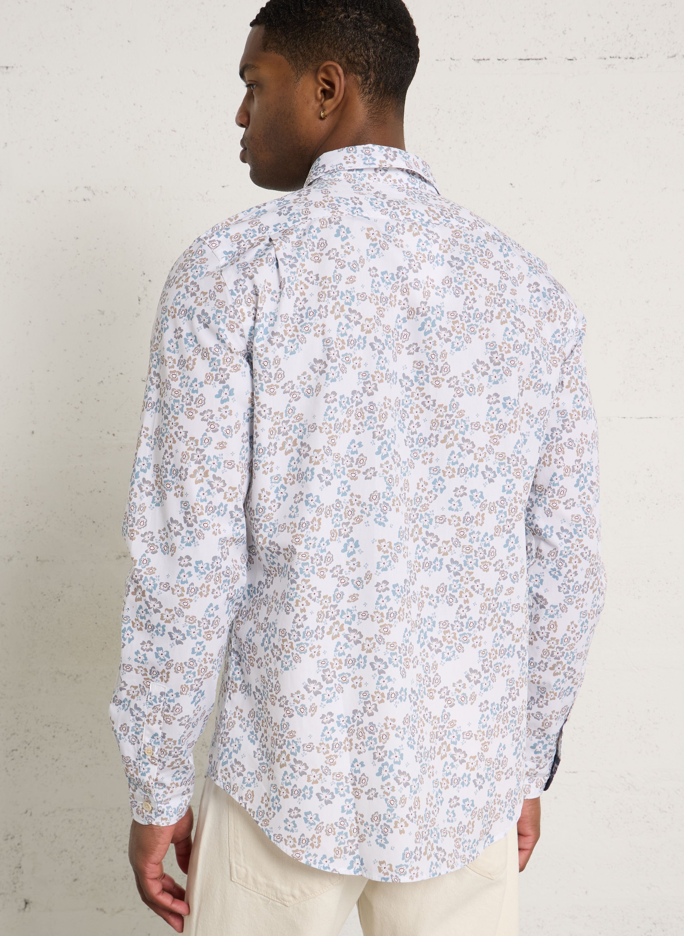Camisa entallada con cuello clásico estampado floral de algodón PAUL SMITH Blanco