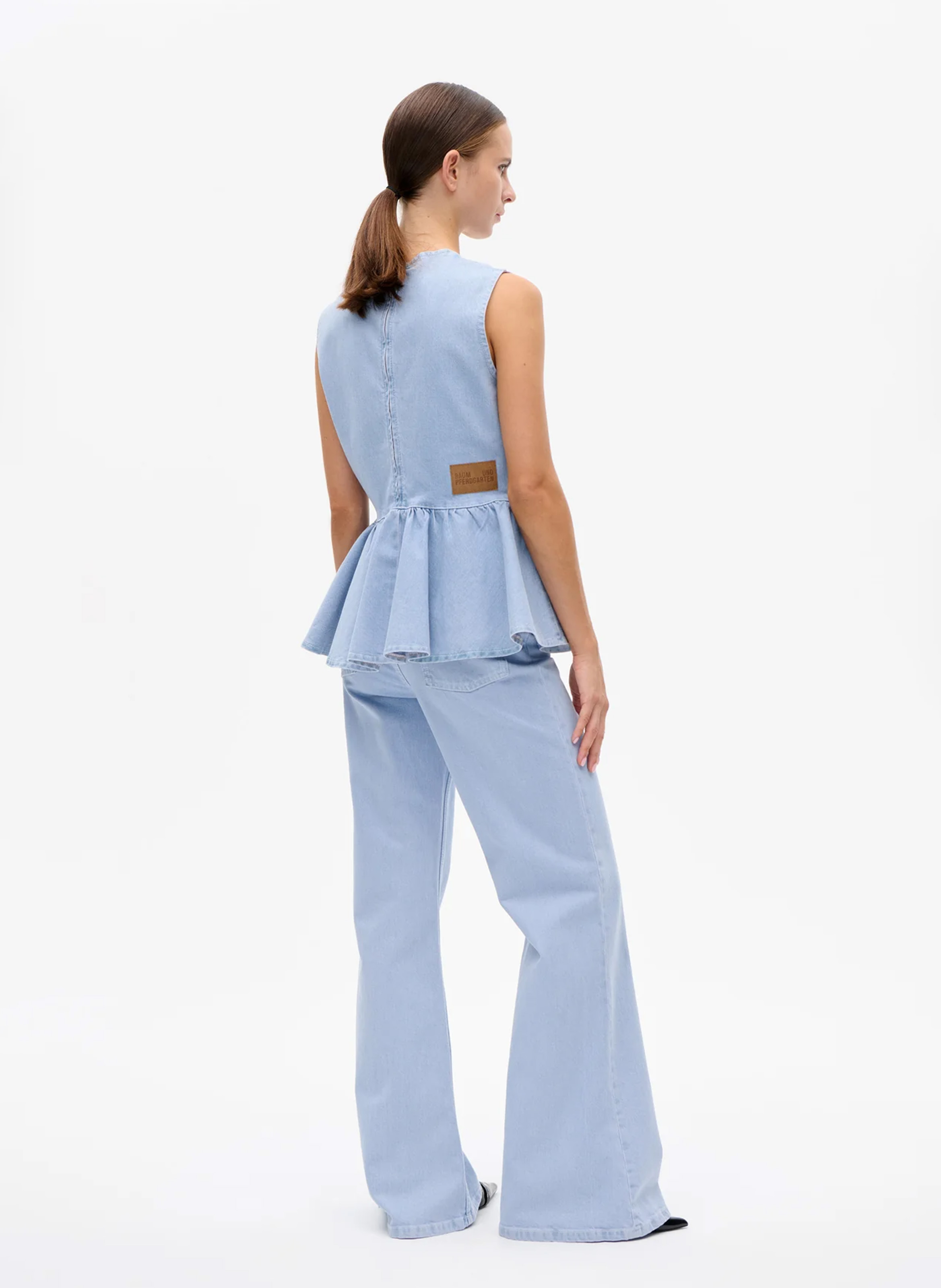 Peplum top van biologisch katoenmix BAUM UND PFERDGARTEN Blauw