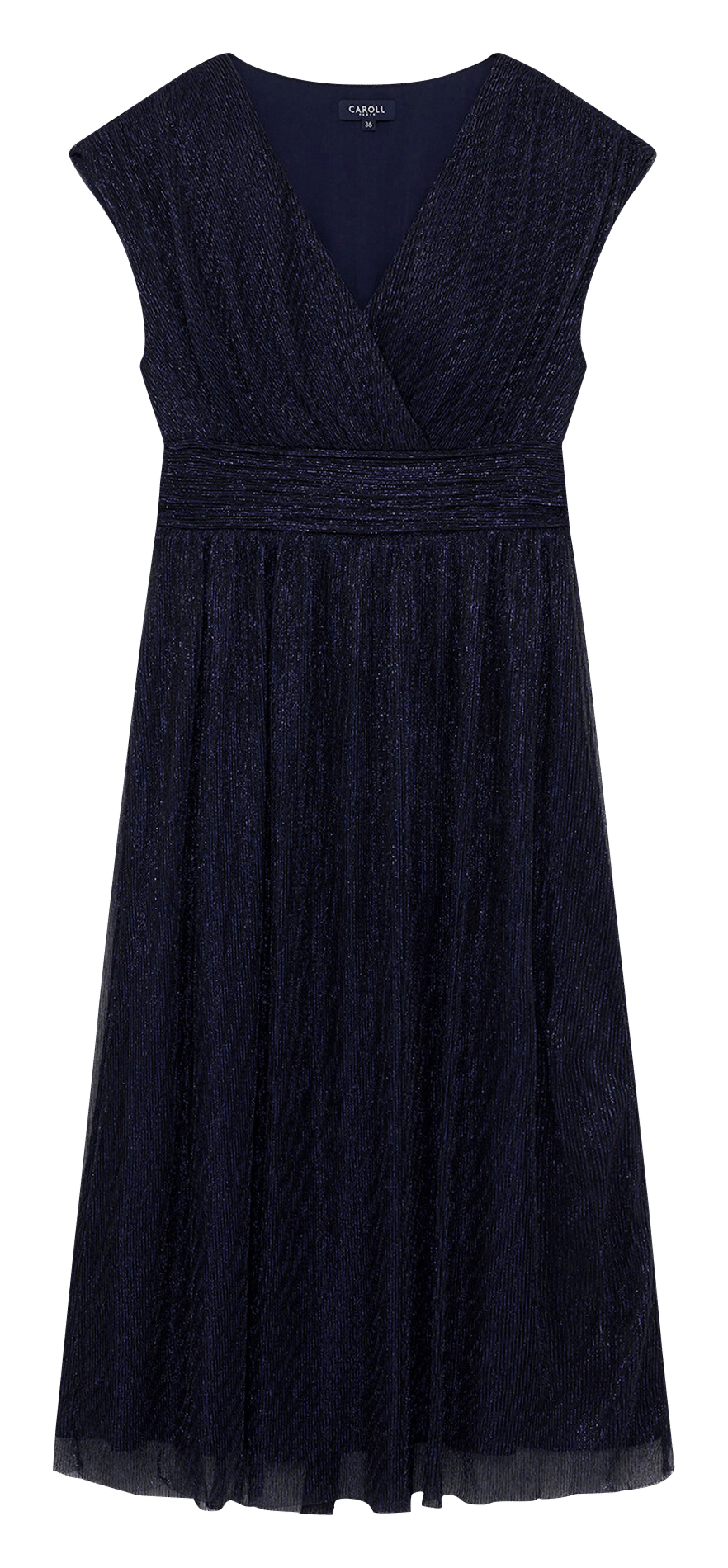 Robe midi col V  CAROLL Bleu