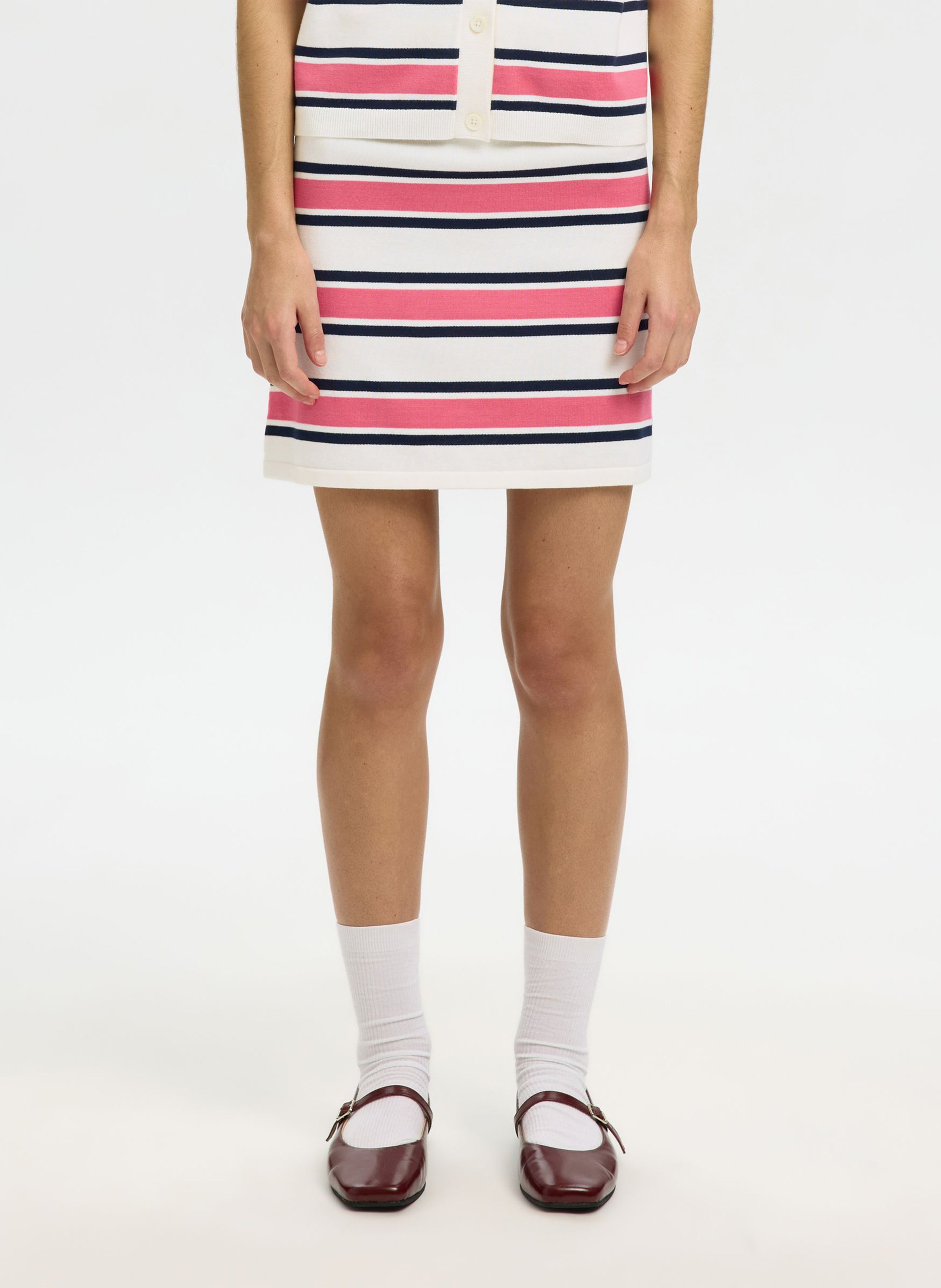 Short striped skirt SELECTED Beige