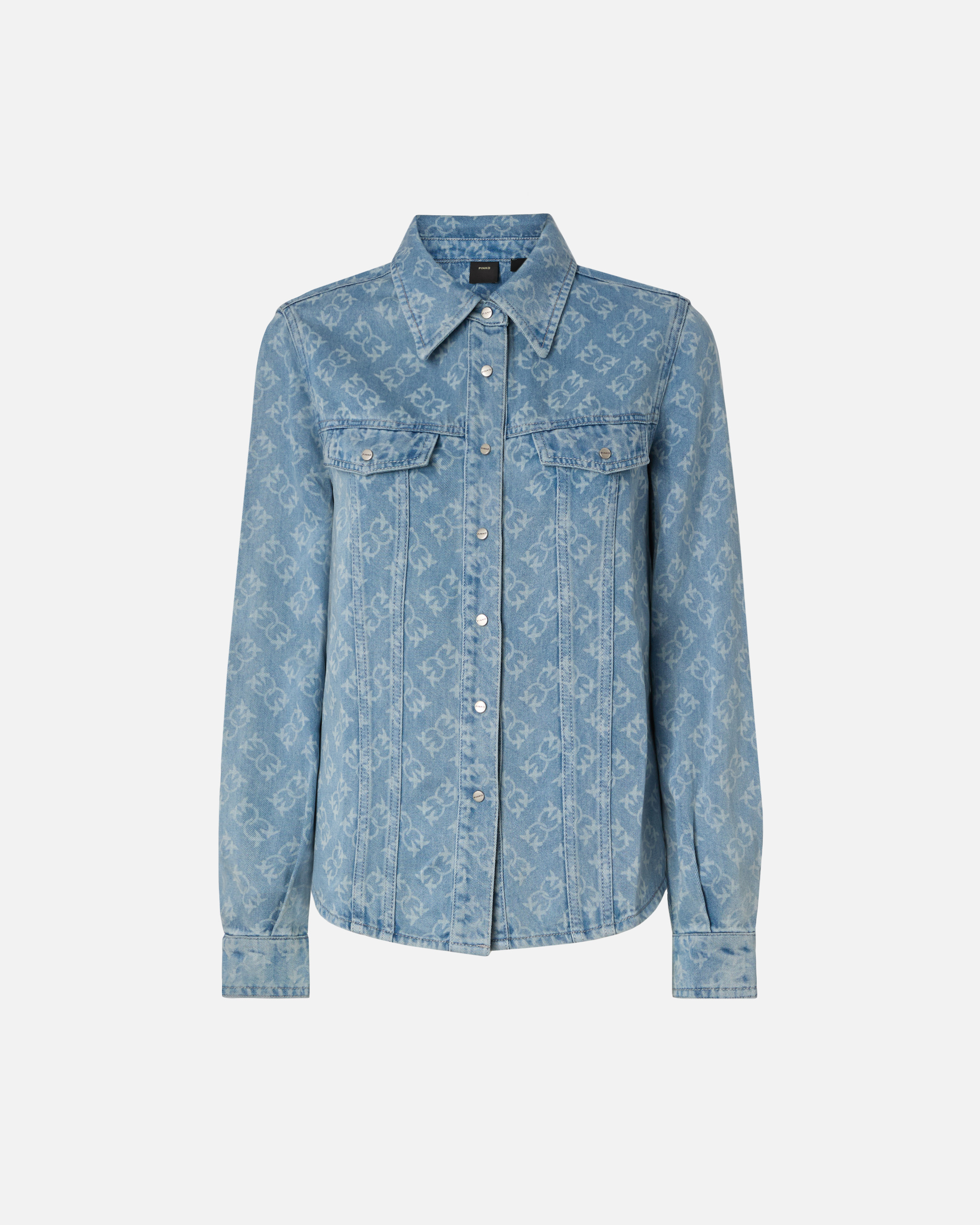 Chemisier en denim avec logo love birds PINKO Bleu