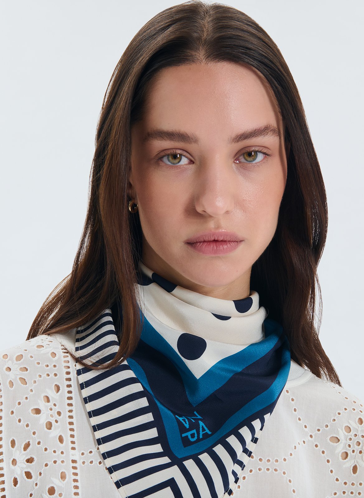 Foulard imprimé en soie ZAPA Blanco