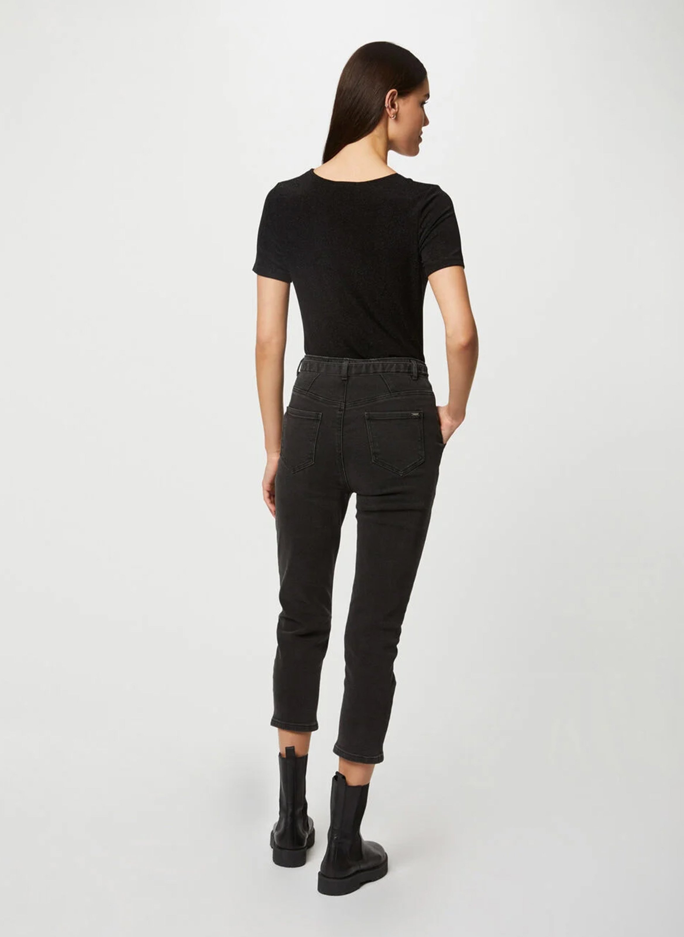 T-Shirt mit V-Ausschnitt und Metallic-Effekt MORGAN Schwarz