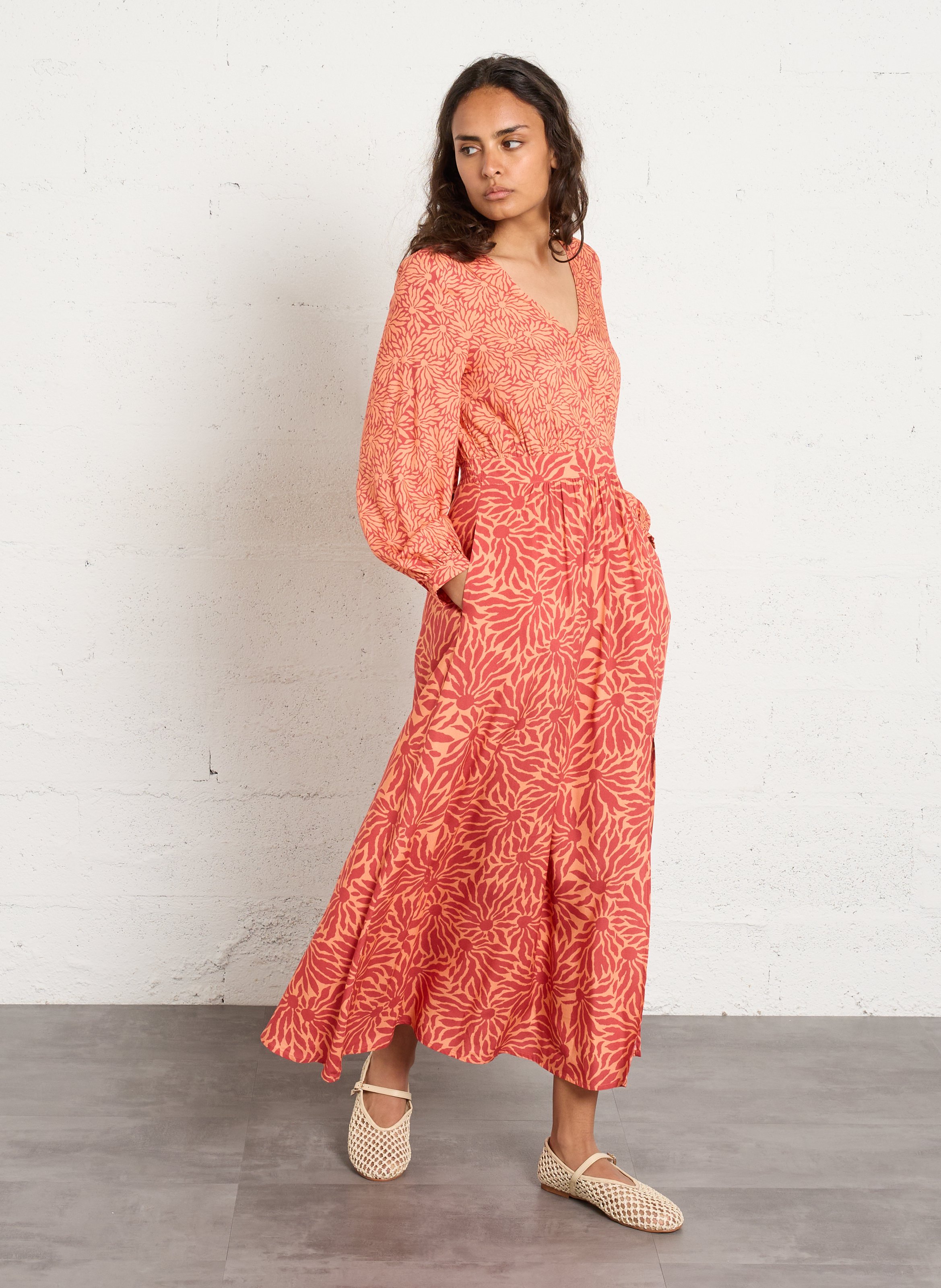 Robe longue col V LA PETITE ETOILE Bleu