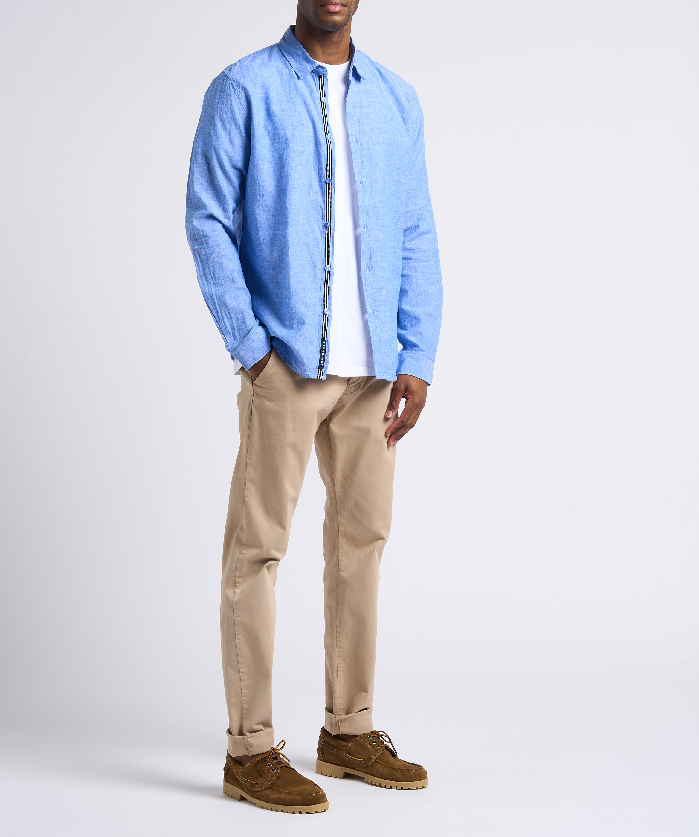 Chemise regular en lin et coton LE TEMPS DES CERISES Bleu