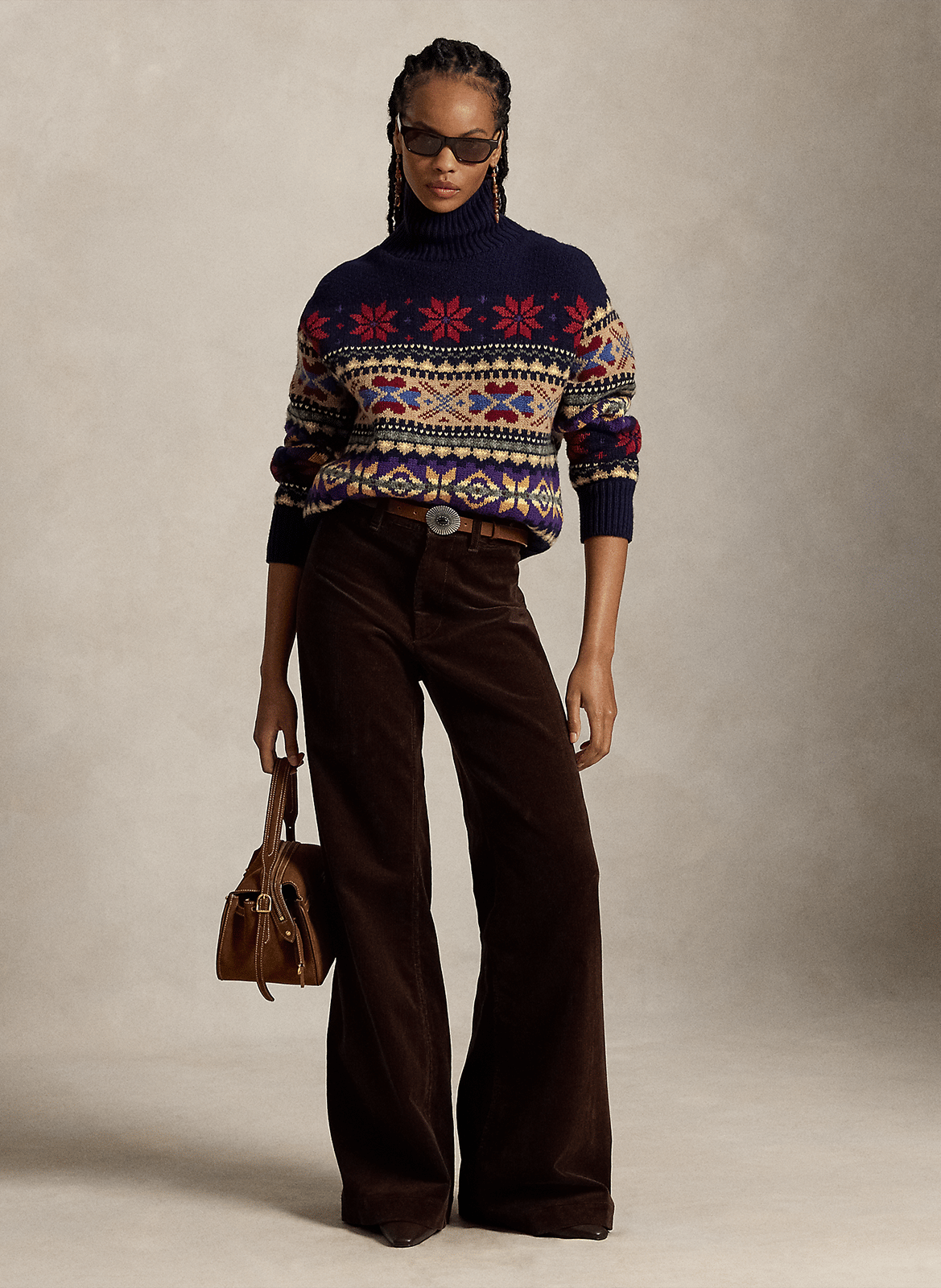 Jean bootcut côtelé en coton mélangée POLO RALPH LAUREN Marron