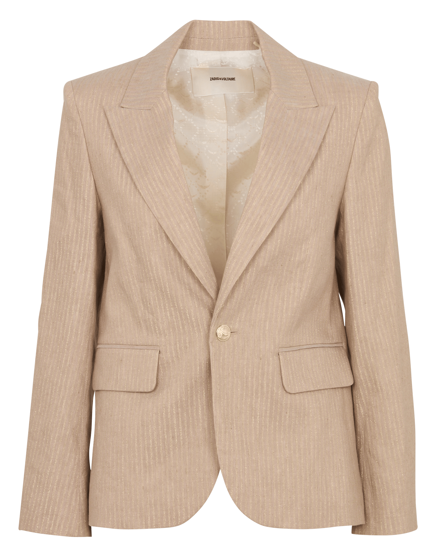 Veste tailleur droite rayée en lin mélangé ZADIG&VOLTAIRE Beige