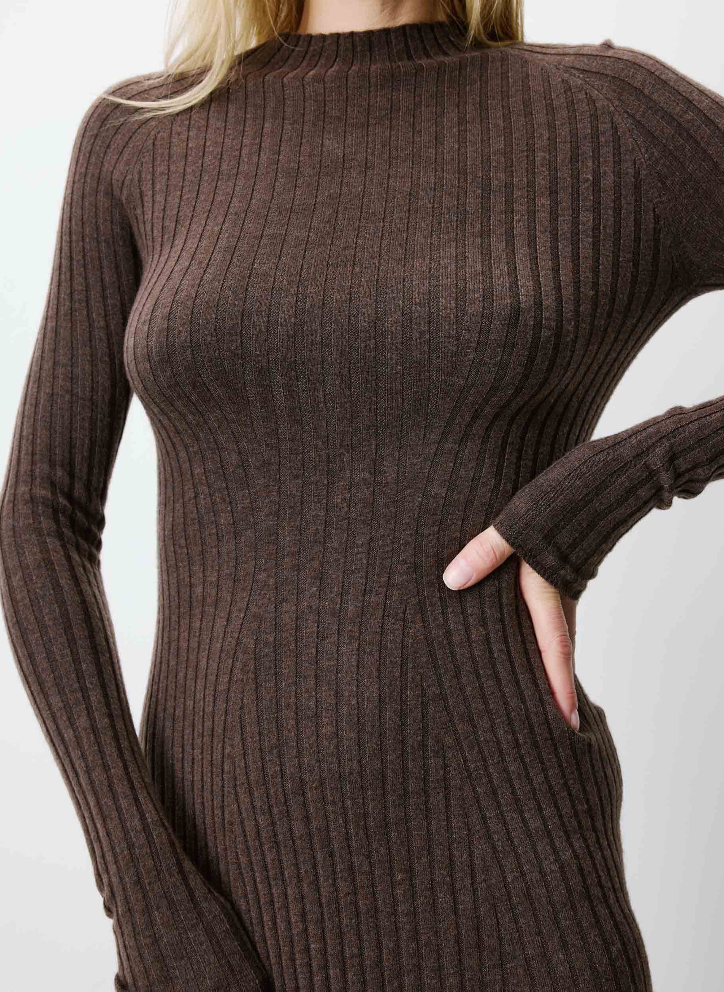 Long round-neck knit dress GRACE ET MILA Brown