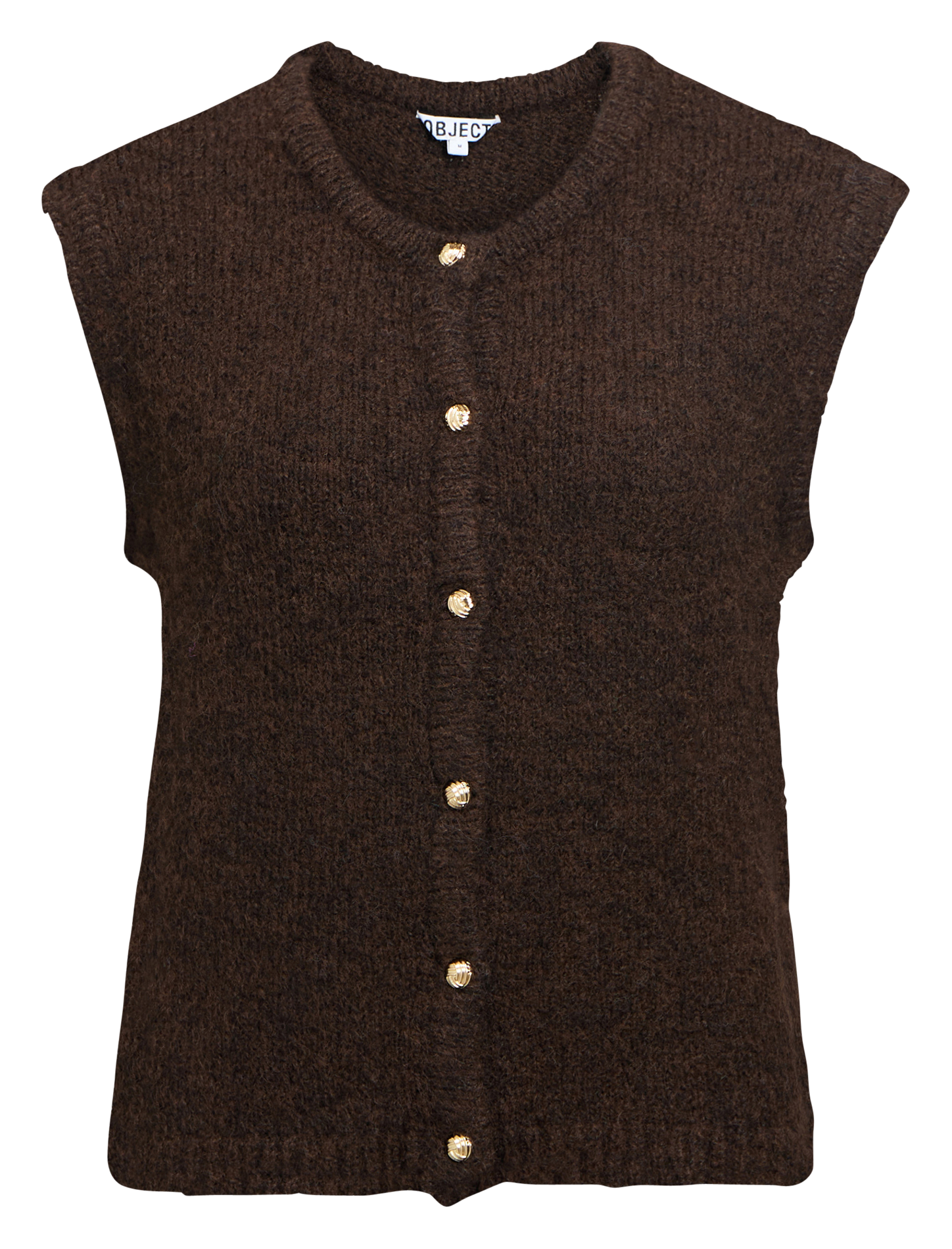 Round-neck cardigan OBJECT Brown