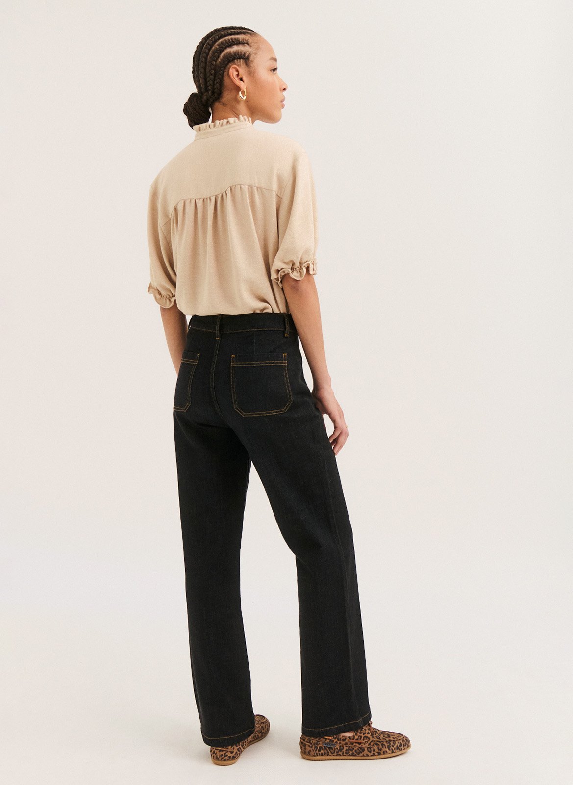 Cotton-blend straight-leg jeans PABLO Black