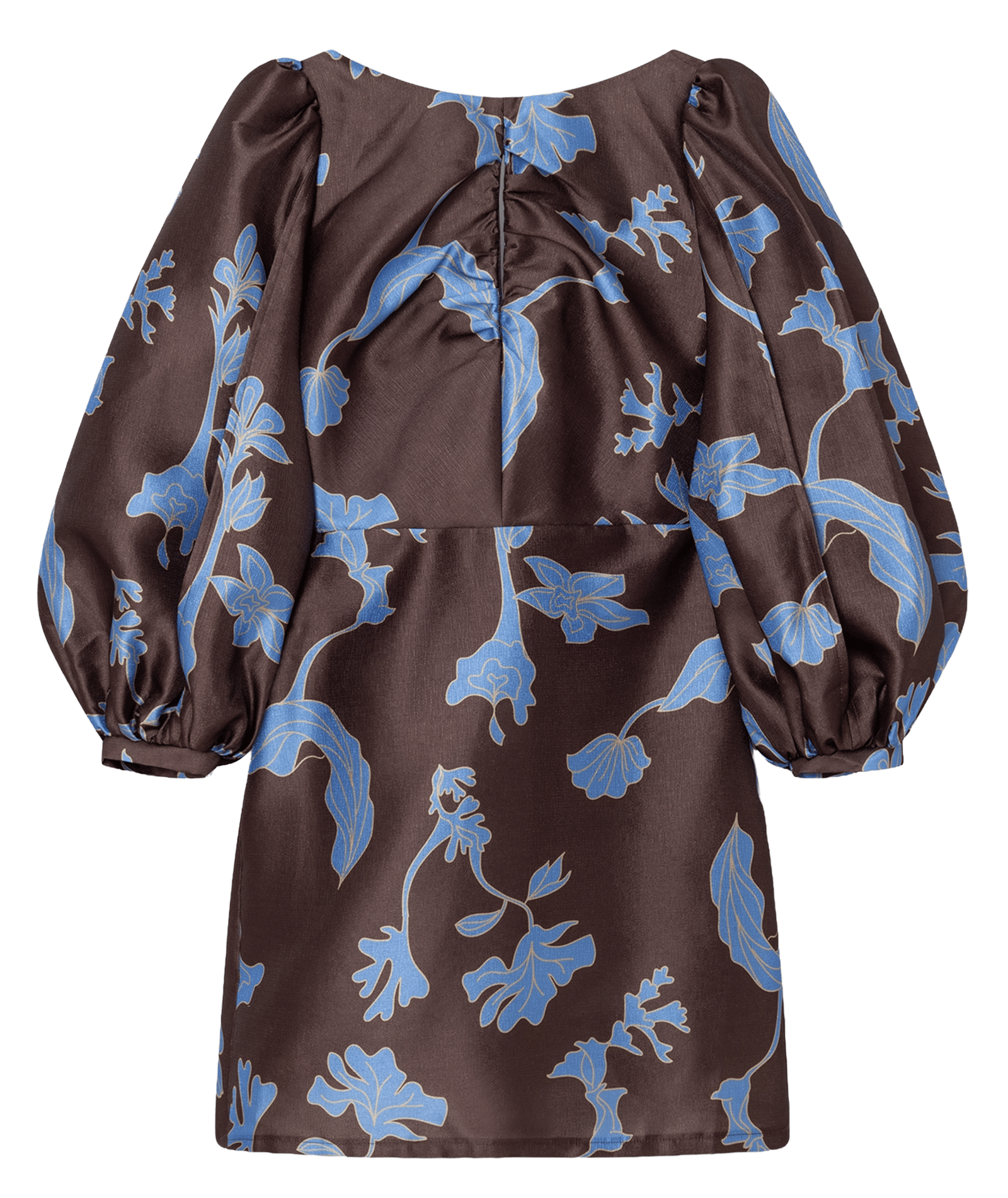 Robe courte col rond imprimée LAAGAM Marron