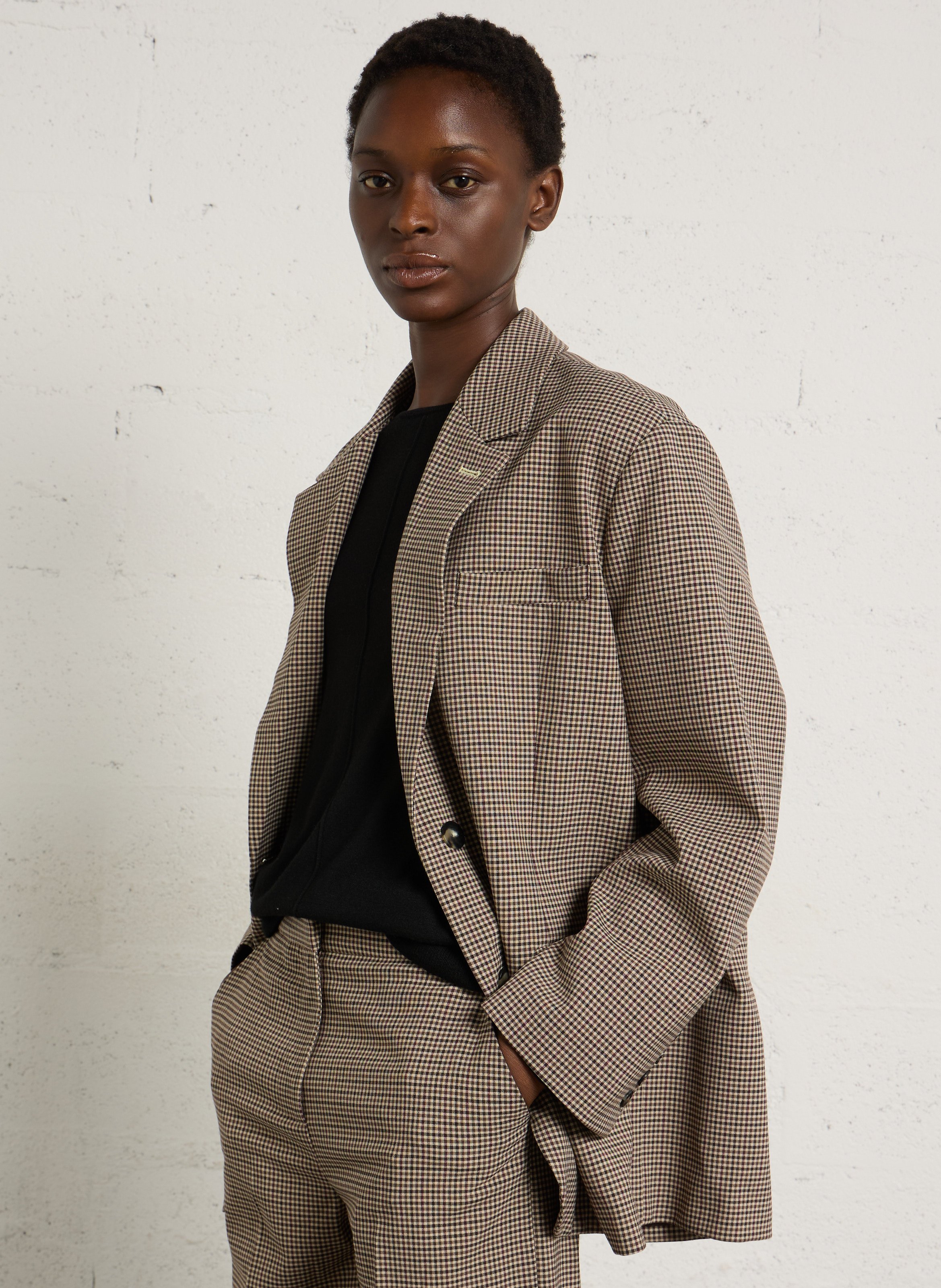 Blazer oversize à carreaux IMPERIAL Beige