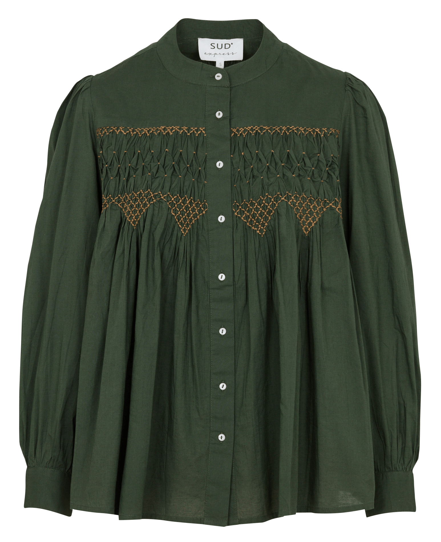 Round-neck cotton shirt SUD EXPRESS Khaki