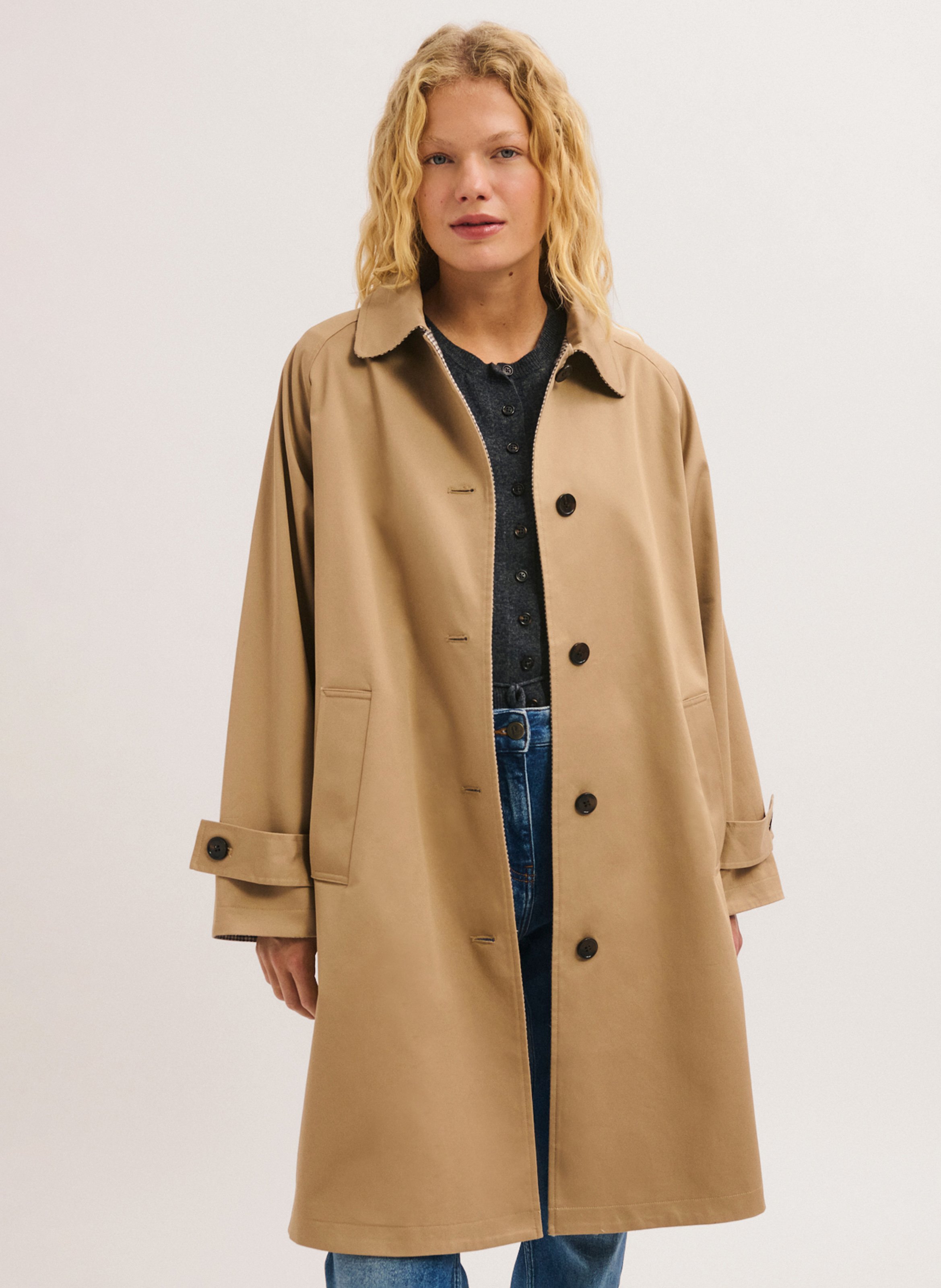 Gerade geschnittener Trenchcoat aus Baumwoll-Mix PABLO Beige