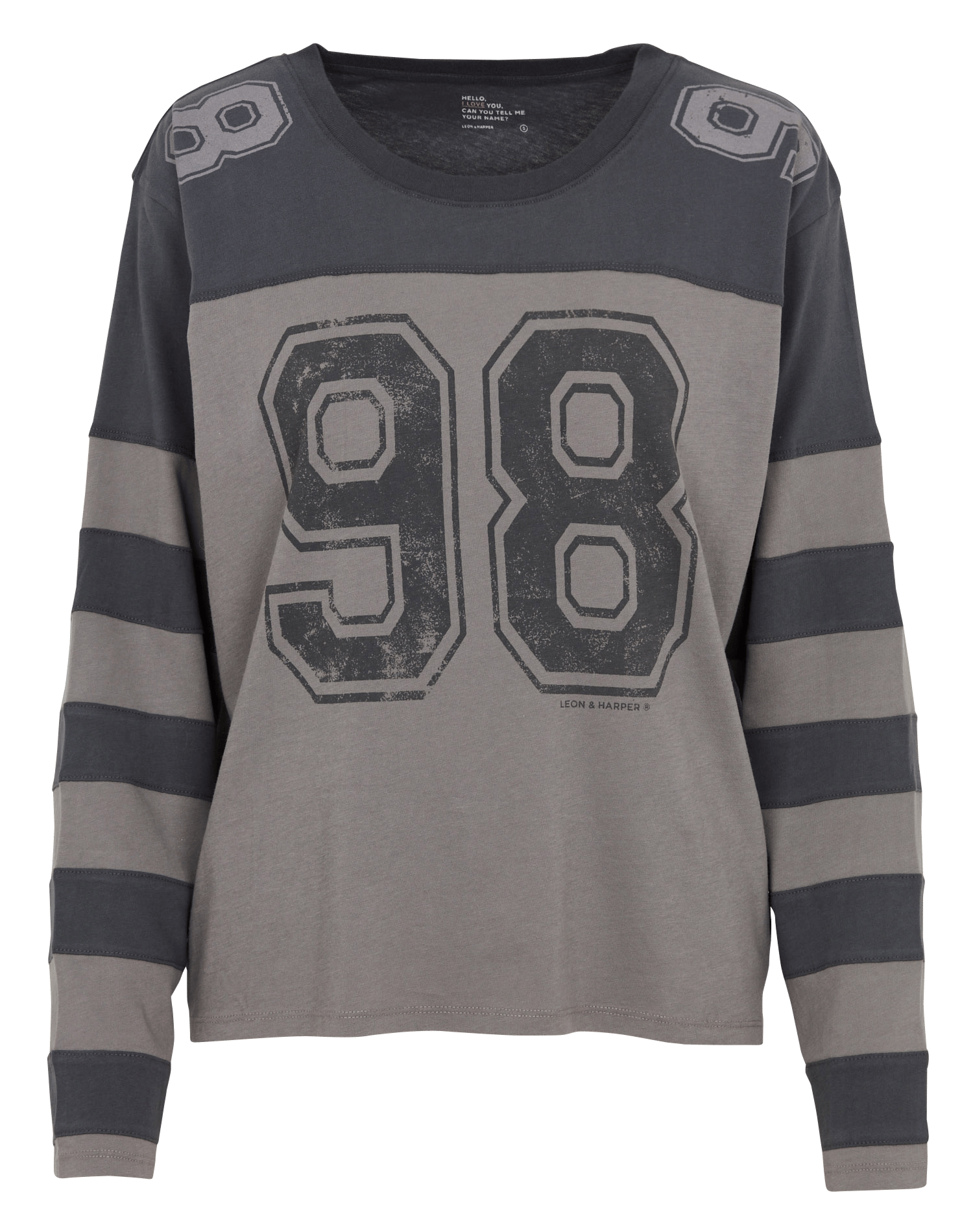 T-shirt droit col rond imprimé en coton bio LEON & HARPER Gris