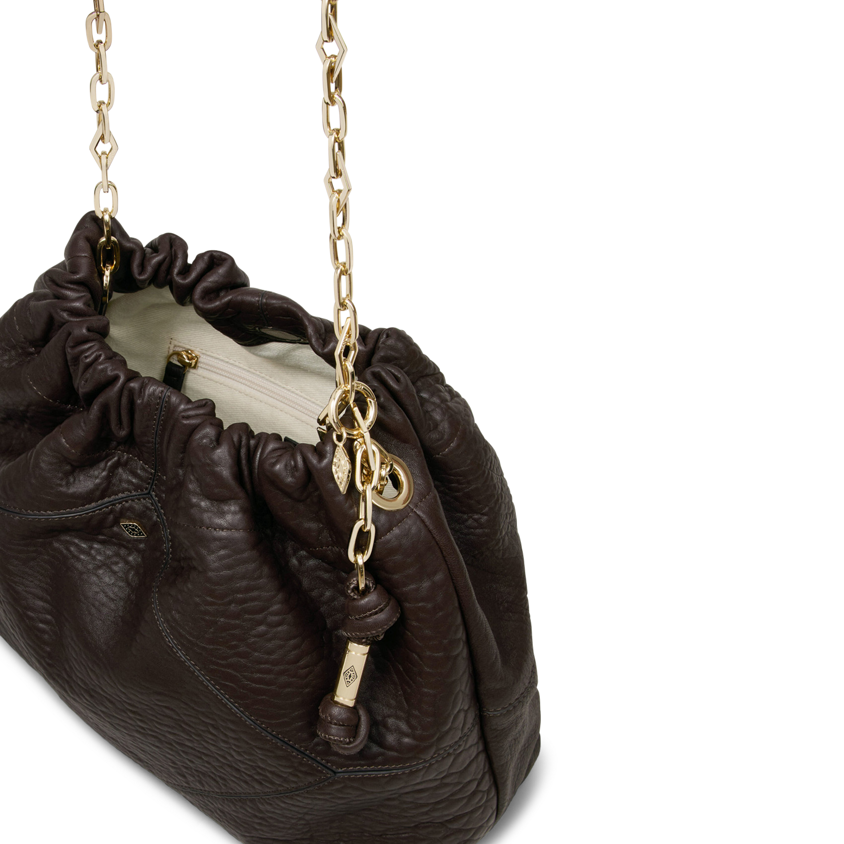 Leather shoulder bag with chain BA&SH Brown