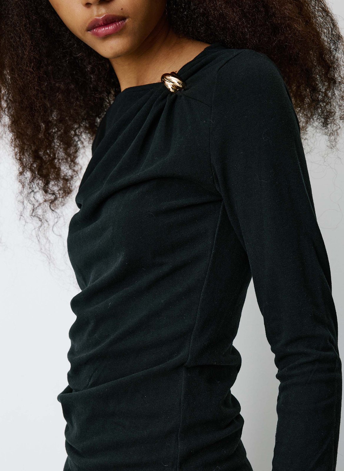 T-shirt manches longues drapé GRACE ET MILA Noir