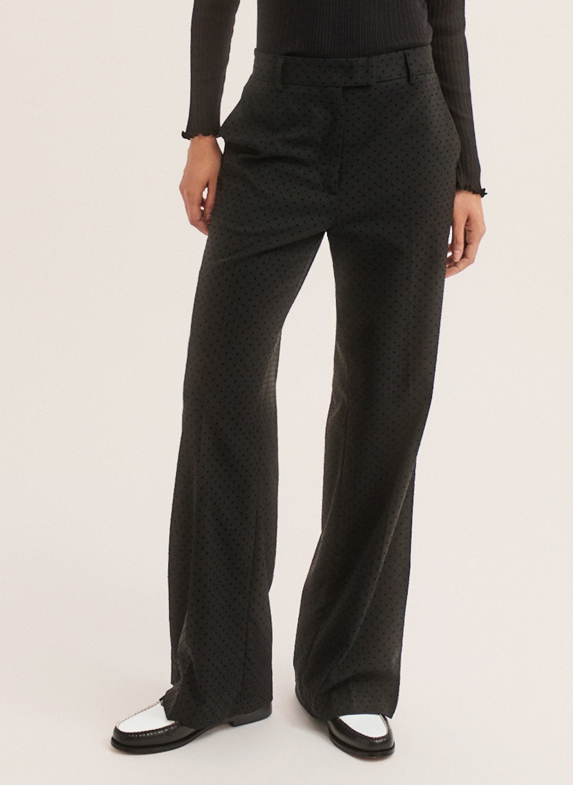 Wide-leg spotted trousers PABLO Black