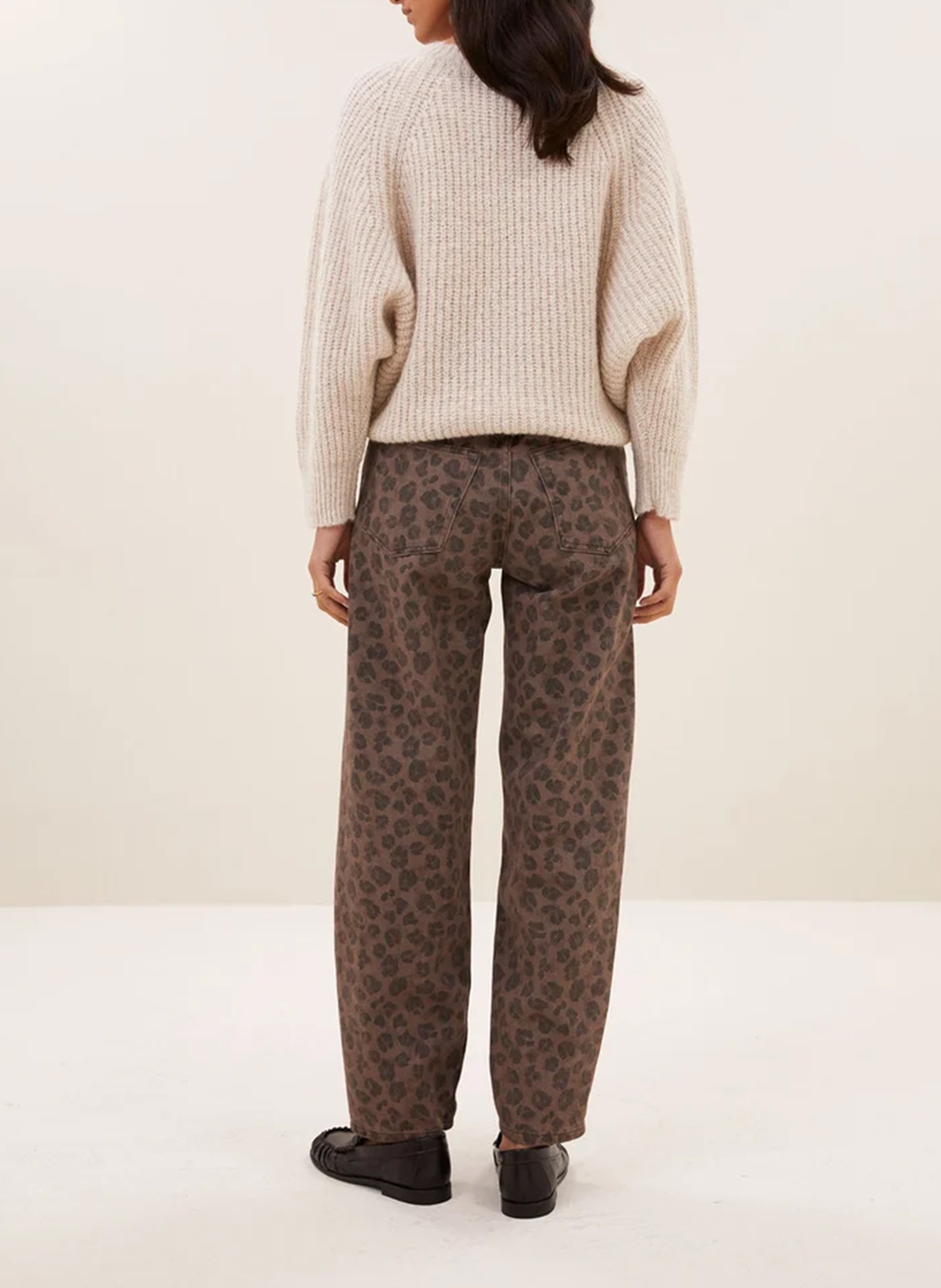 Straight-leg animal print organic cotton trousers BY BAR Brown