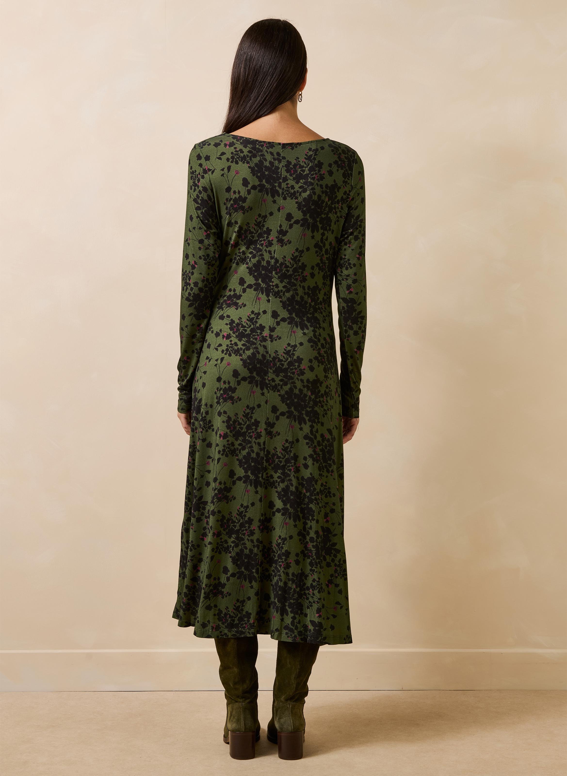 Long printed round-neck dress LA FEE MARABOUTEE Green