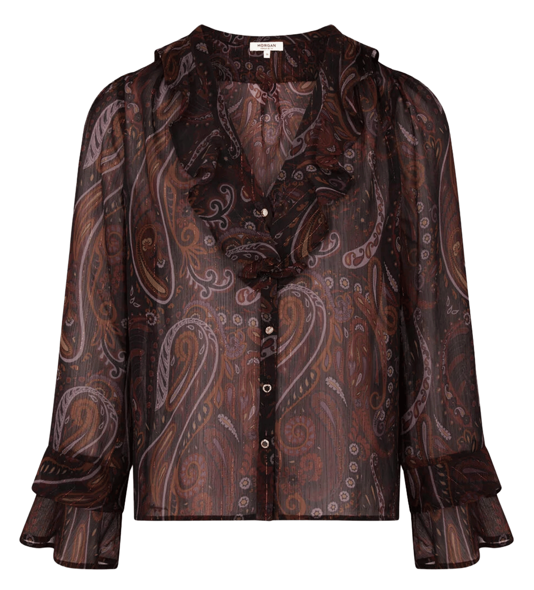 Printed V-neck ruffled blouse MORGAN Multicolored