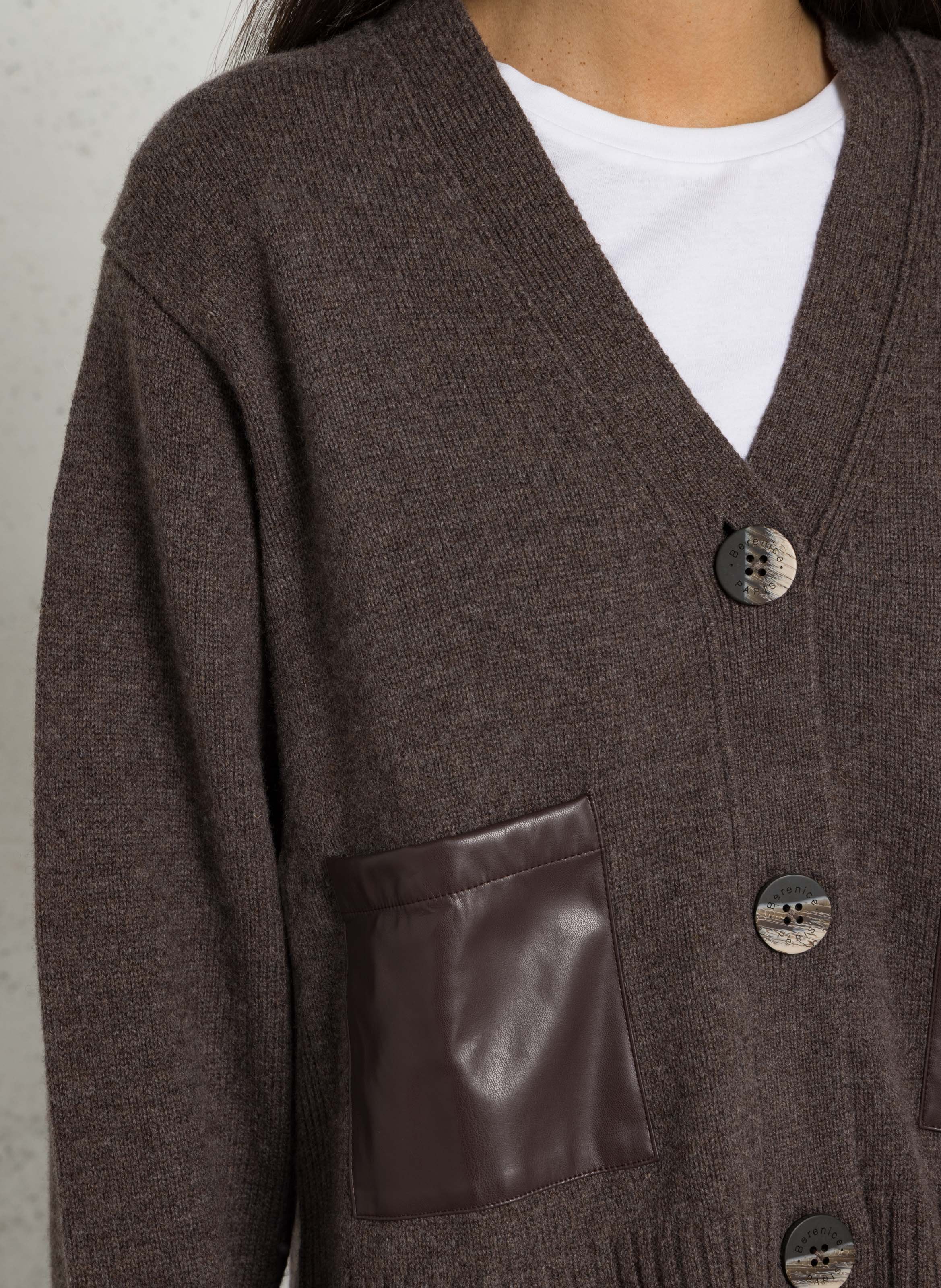 Cardigan ample en laine BERENICE Marron