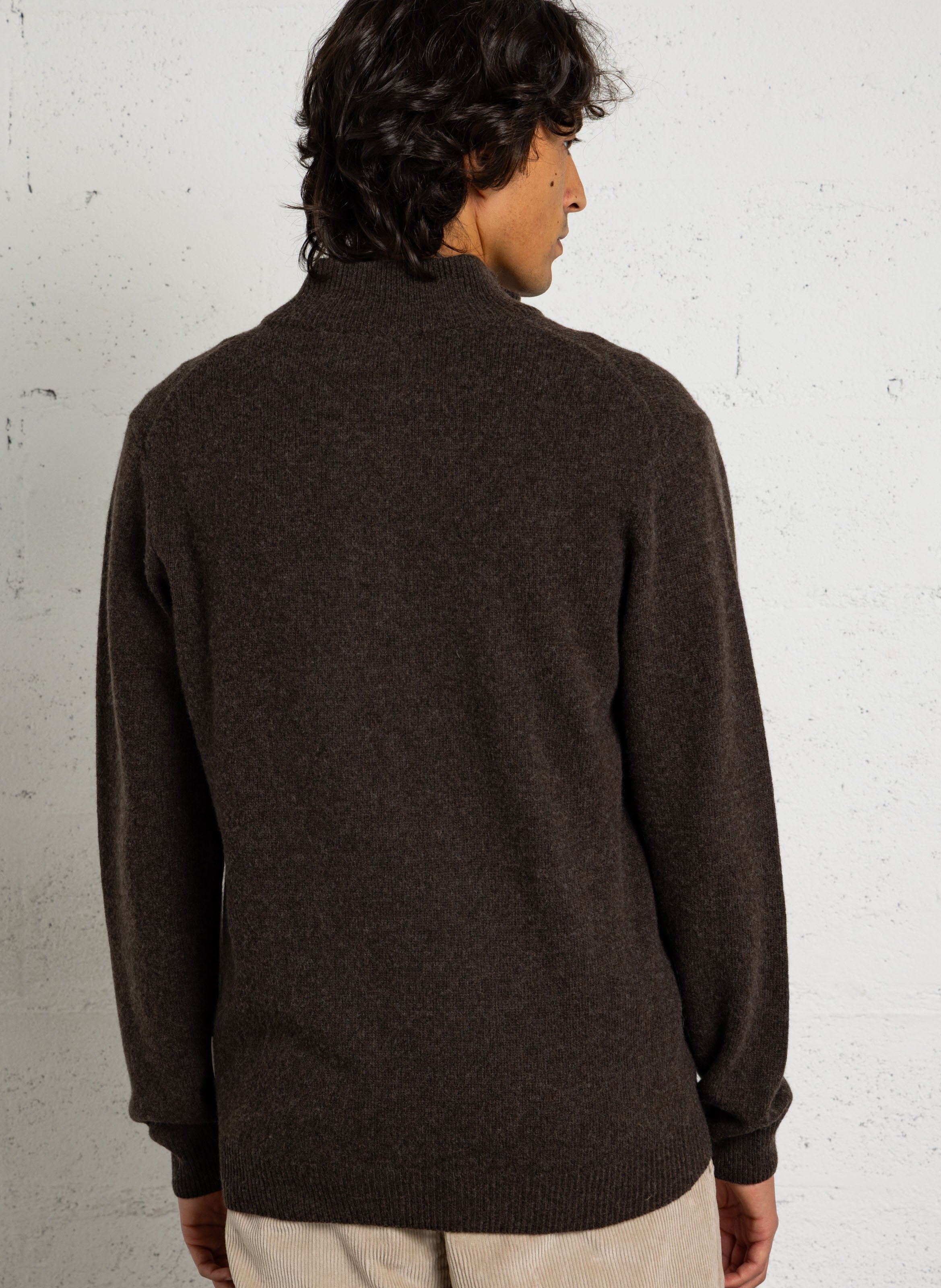 Pull droit col montant en laine mélangée CASUAL FRIDAY Marron