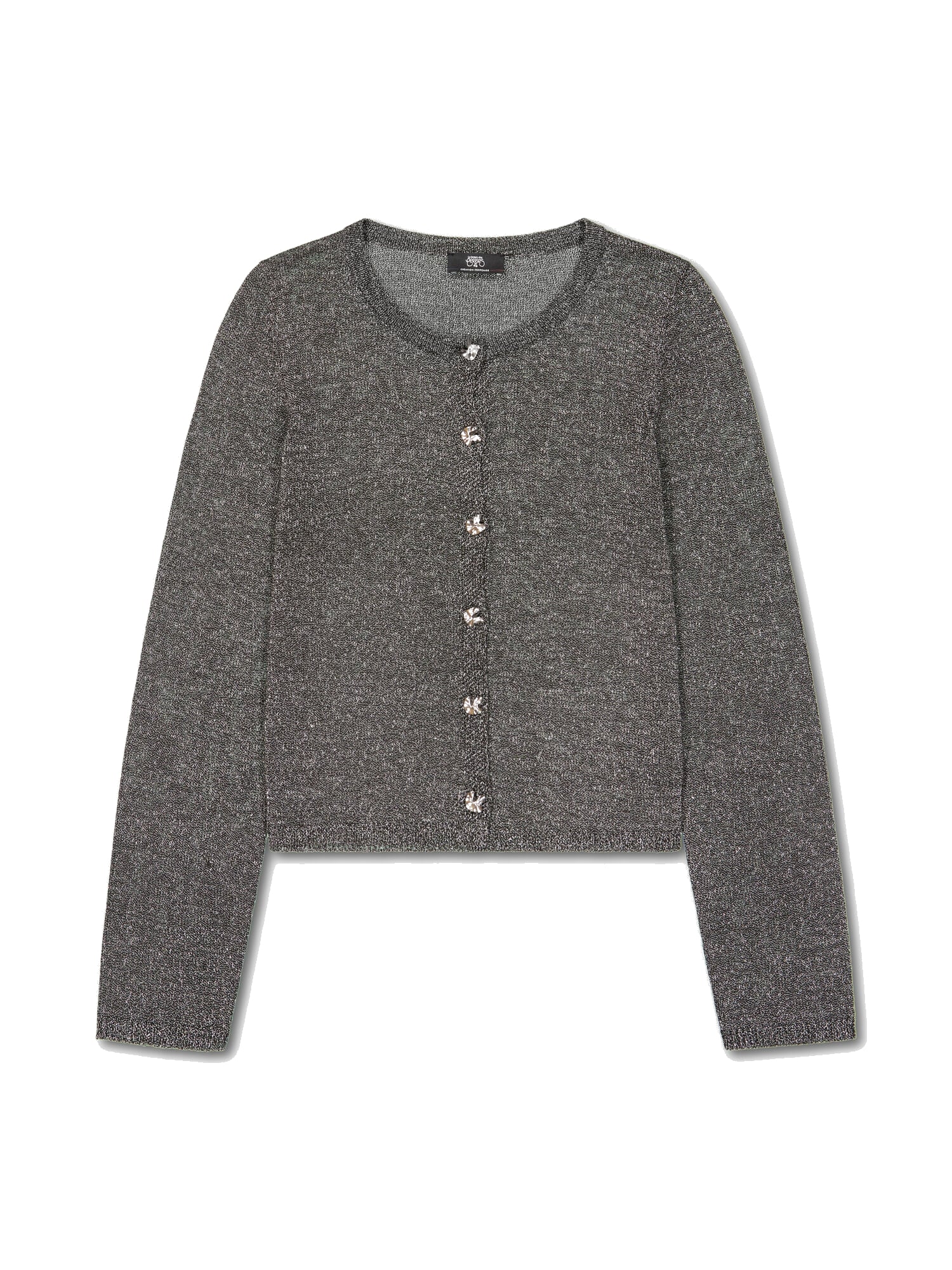 Round neck buttoned cardigan LE TEMPS DES CERISES Grey